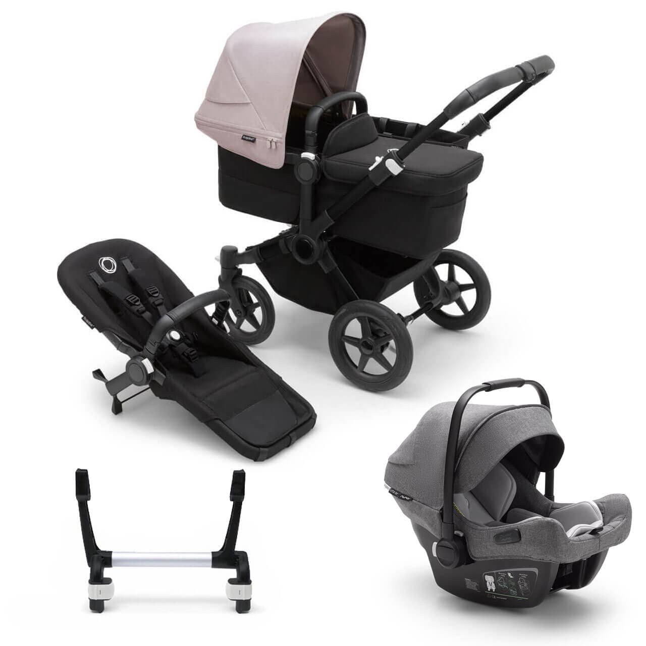Bugaboo Donkey 5 Mono Travel System on Black/Black Chassis + Turtle Air - Choose Your Colour - Grey / Midnight Black | For Your Little One