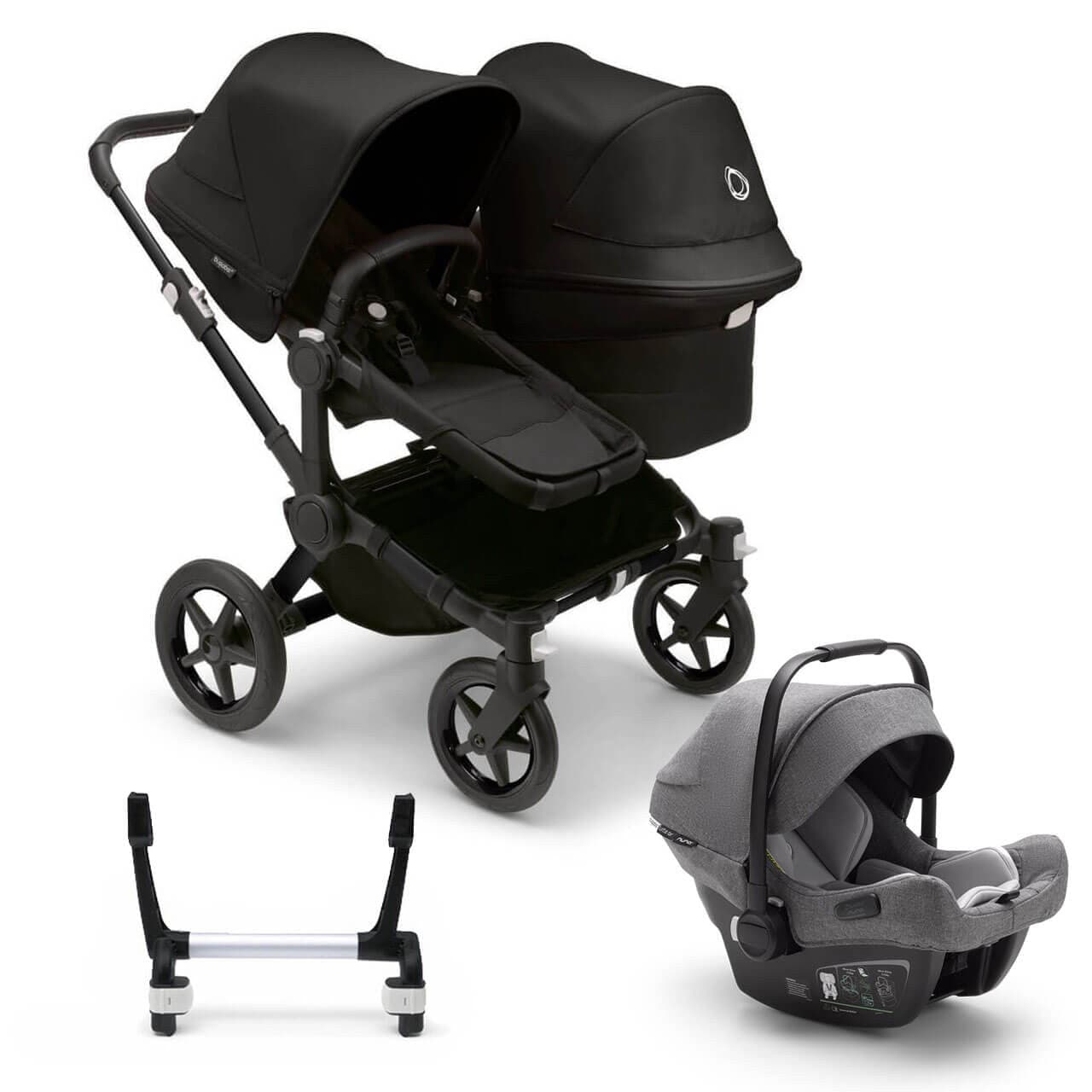Bugaboo Donkey 5 Duo Travel System on Black/Black Chassis + Turtle Air - Choose Your Colour - Grey / Midnight Black | For Your Little One