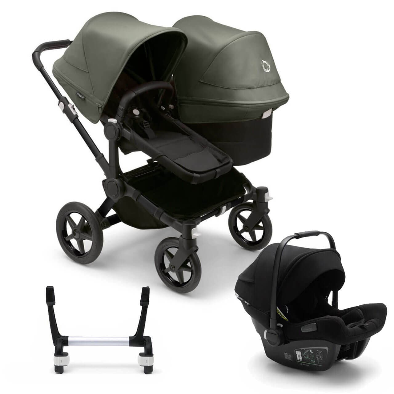 Bugaboo Donkey 5 Duo Travel System on Black/Black Chassis + Turtle Air - Choose Your Colour - Black / Forest Green | For Your Little One