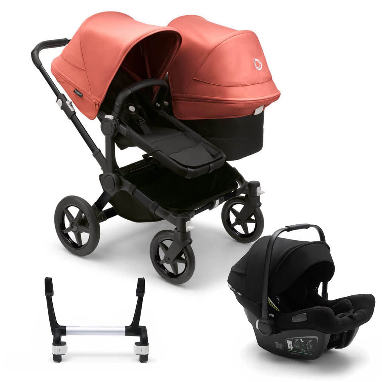 Bugaboo Donkey 5 Duo Travel System on Black/Black Chassis + Turtle Air - Choose Your Colour - Black / Sunrise Red | For Your Little One