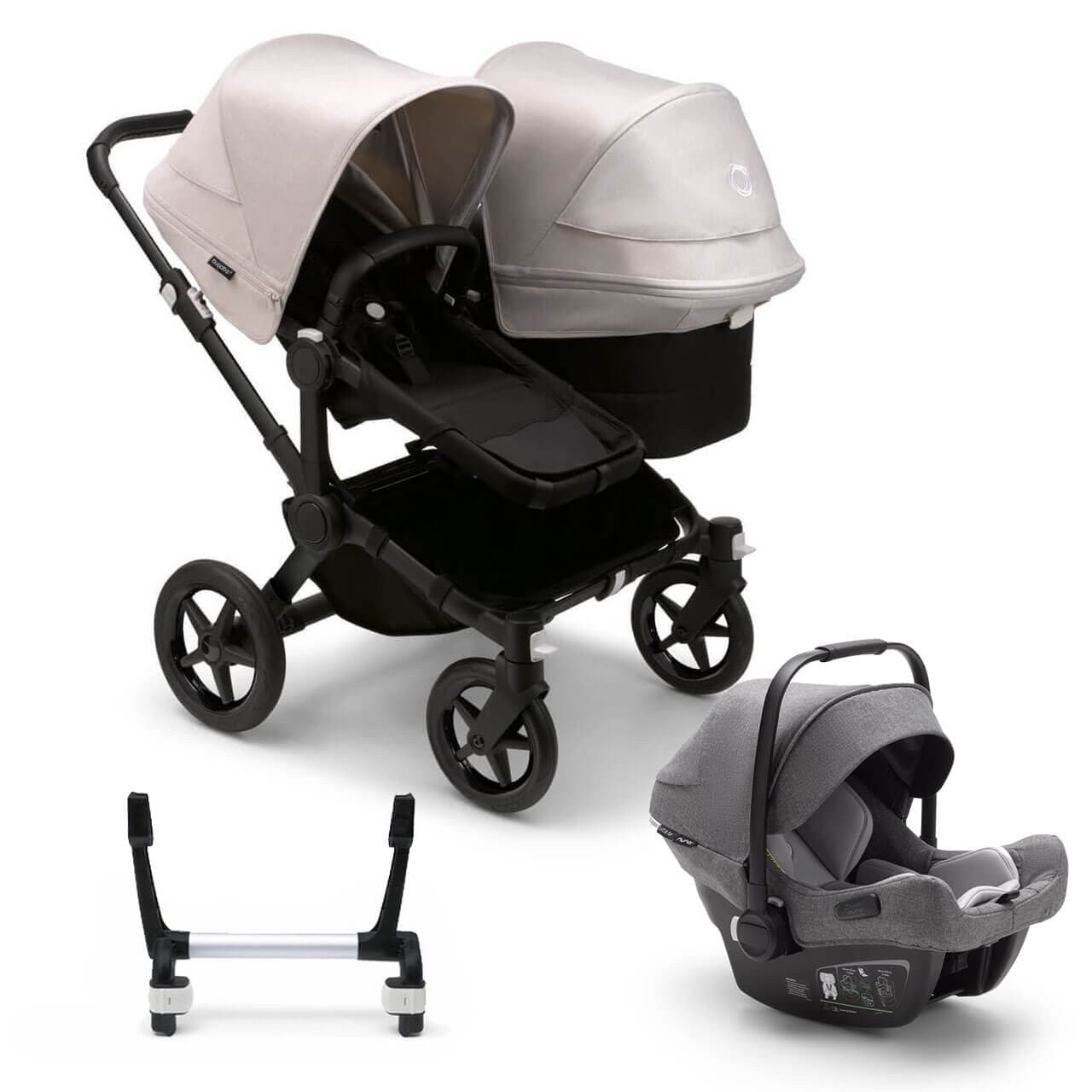 Bugaboo Donkey 5 Duo Travel System on Black/Black Chassis + Turtle Air - Choose Your Colour - Grey / Misty White | For Your Little One