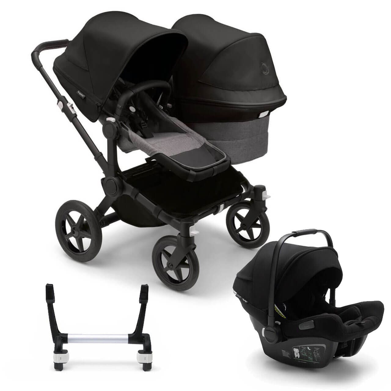 Bugaboo Donkey 5 Duo Travel System on Black/Grey Chassis +Turtle Air - Choose Your Colour - For Your Little One