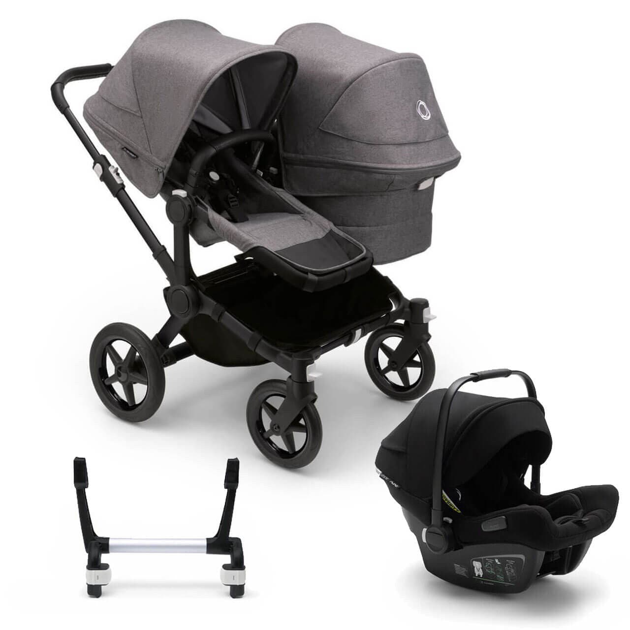 Bugaboo Donkey 5 Duo Travel System on Black/Grey Chassis +Turtle Air - Choose Your Colour - For Your Little One