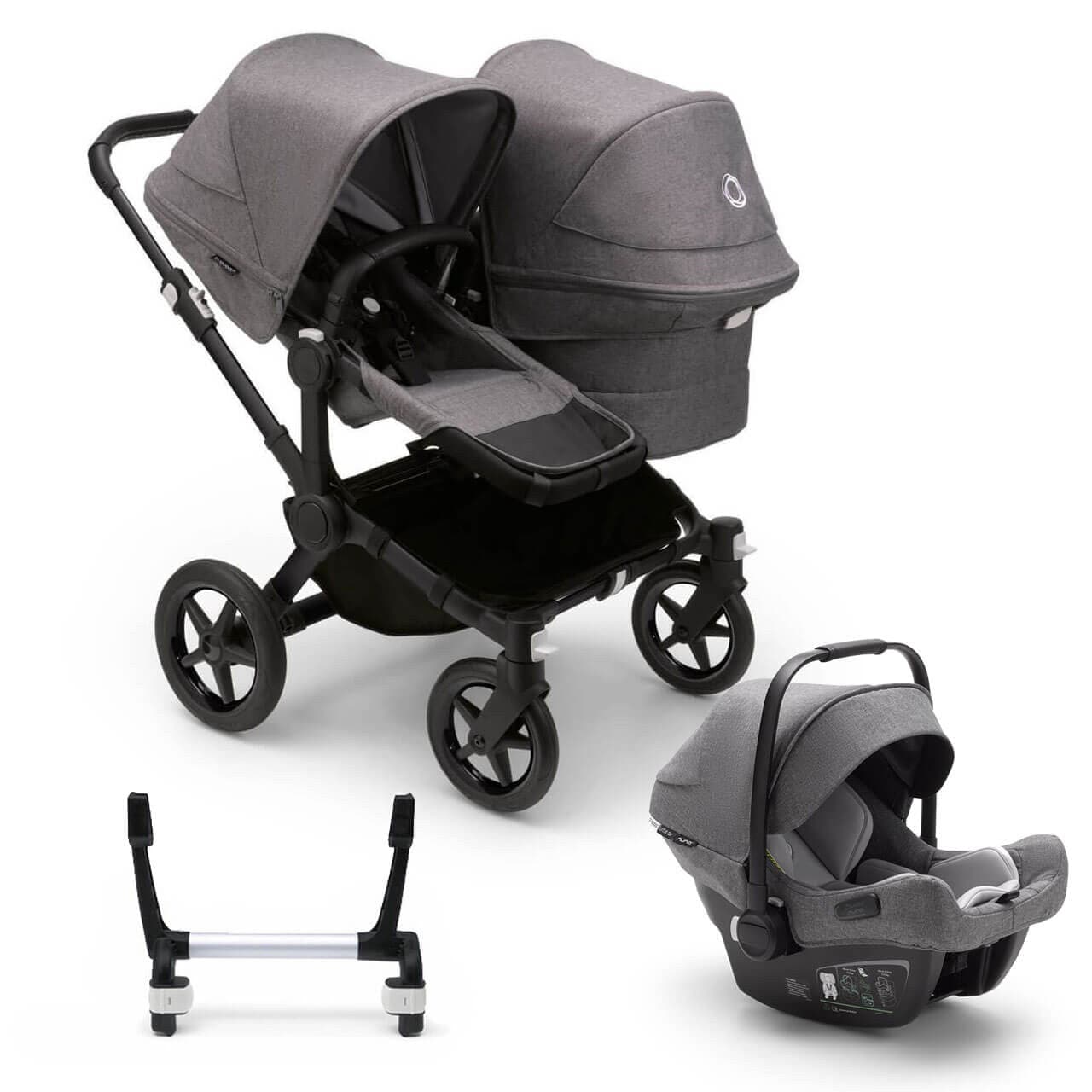 Bugaboo Donkey 5 Duo Travel System on Black/Grey Chassis +Turtle Air - Choose Your Colour - For Your Little One