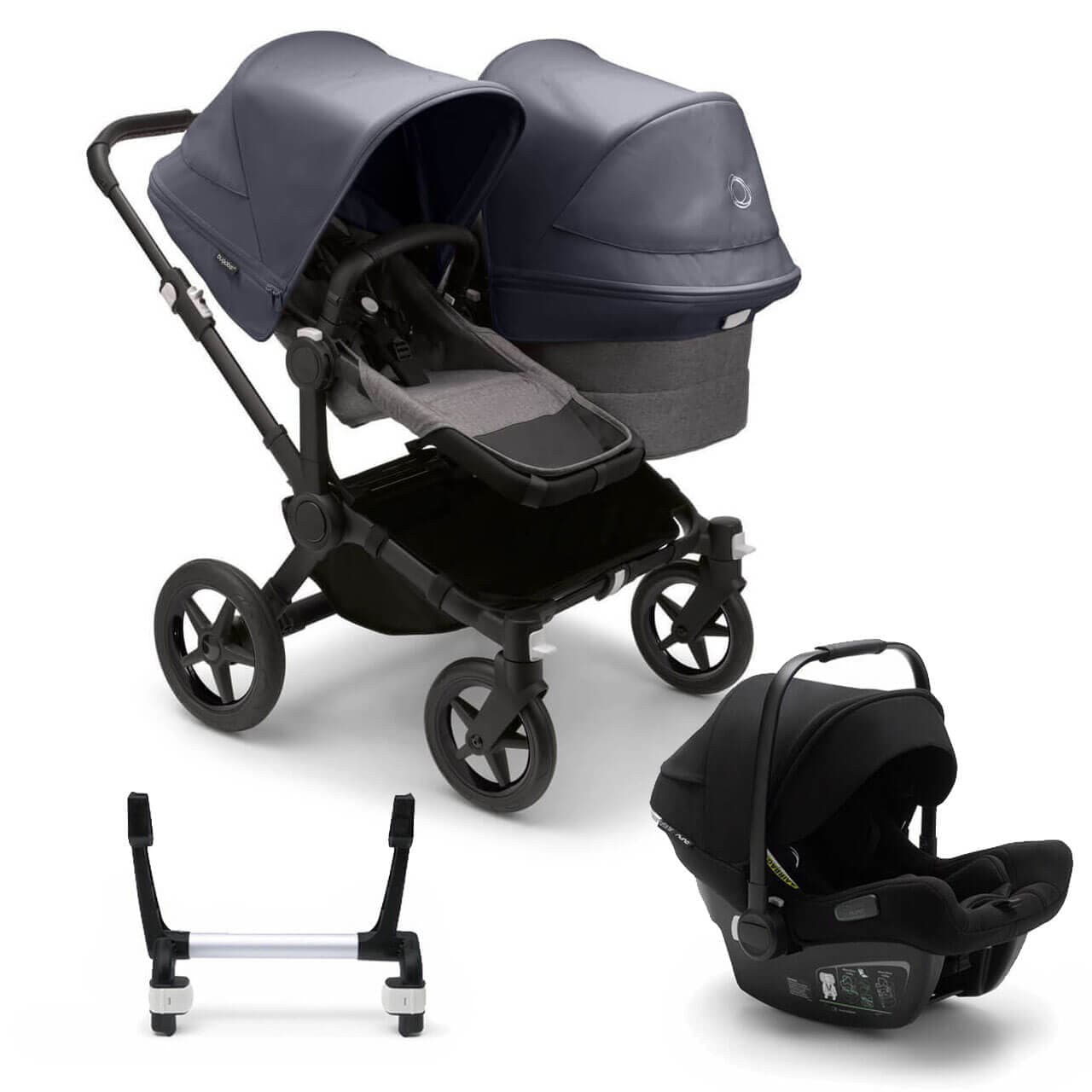 Bugaboo Donkey 5 Duo Travel System on Black/Grey Chassis +Turtle Air - Choose Your Colour - For Your Little One