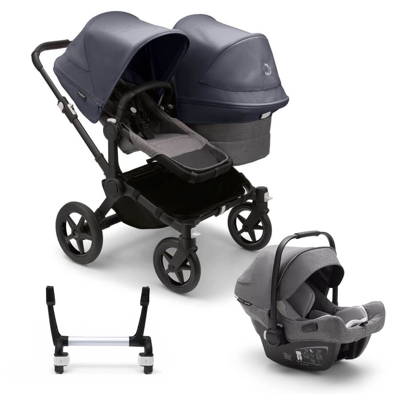 Bugaboo Donkey 5 Duo Travel System on Black/Grey Chassis +Turtle Air - Choose Your Colour - For Your Little One