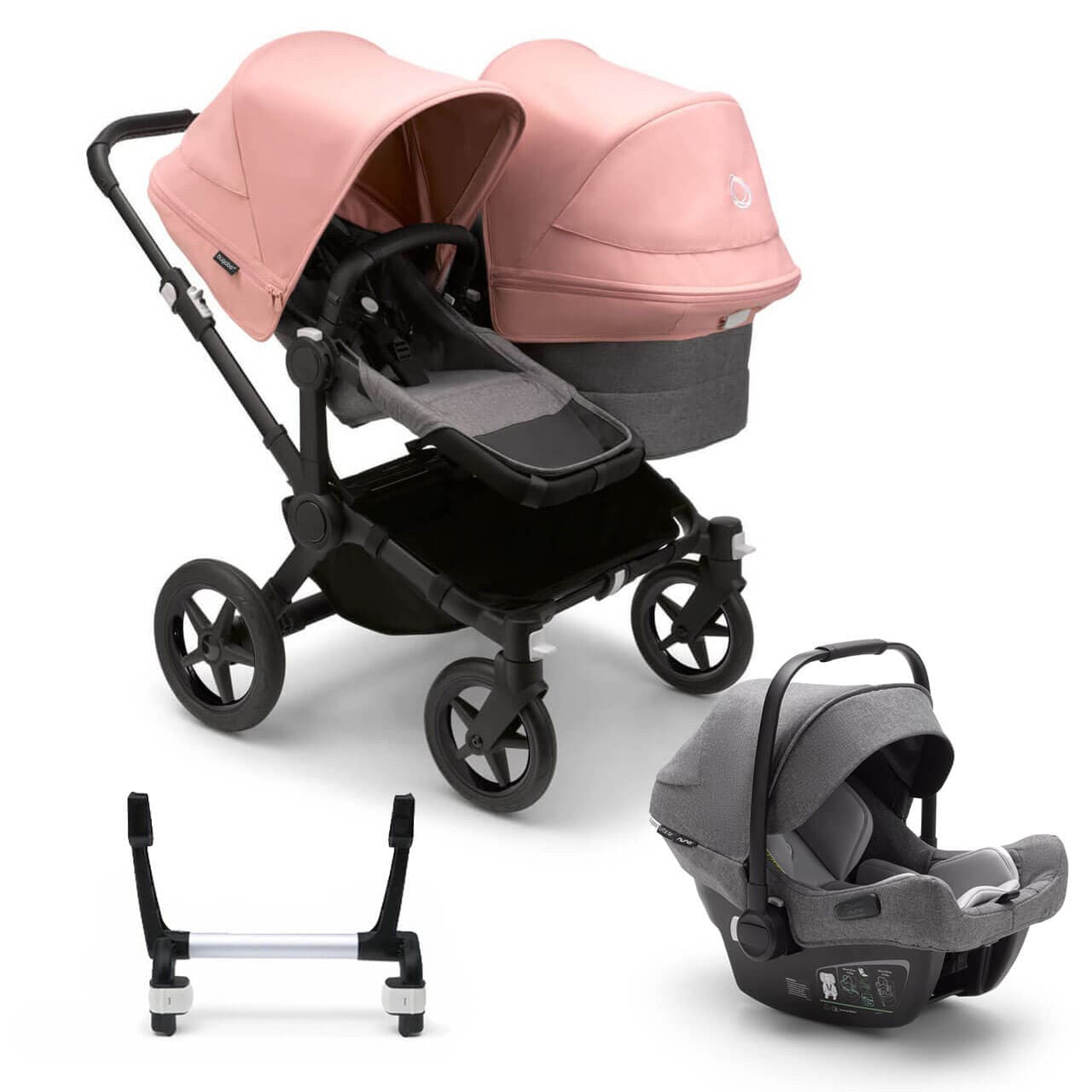 Bugaboo Donkey 5 Duo Travel System on Black/Grey Chassis +Turtle Air - Choose Your Colour - For Your Little One