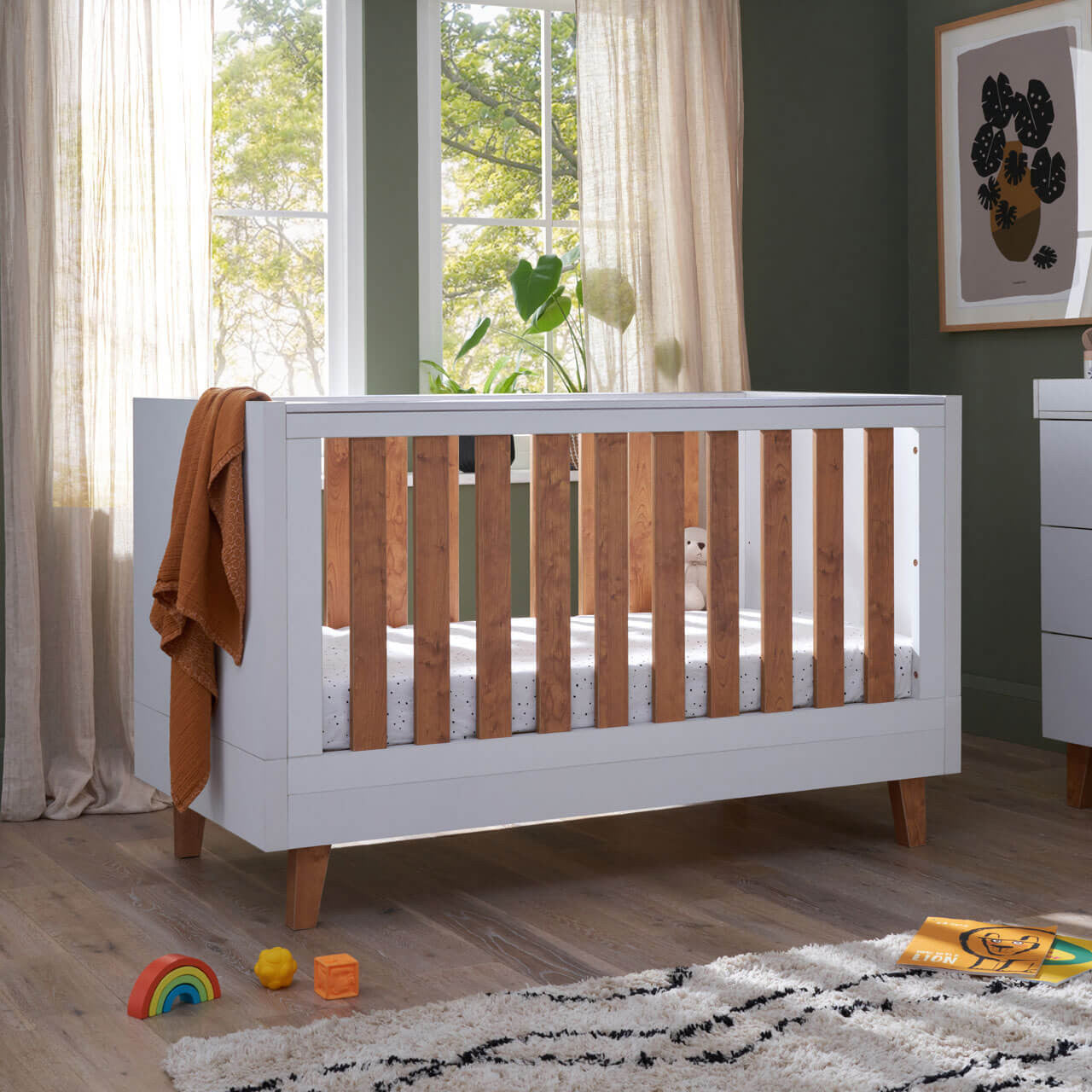 Tutti Bambini Como Cot Bed - White / Rosewood -  | For Your Little One