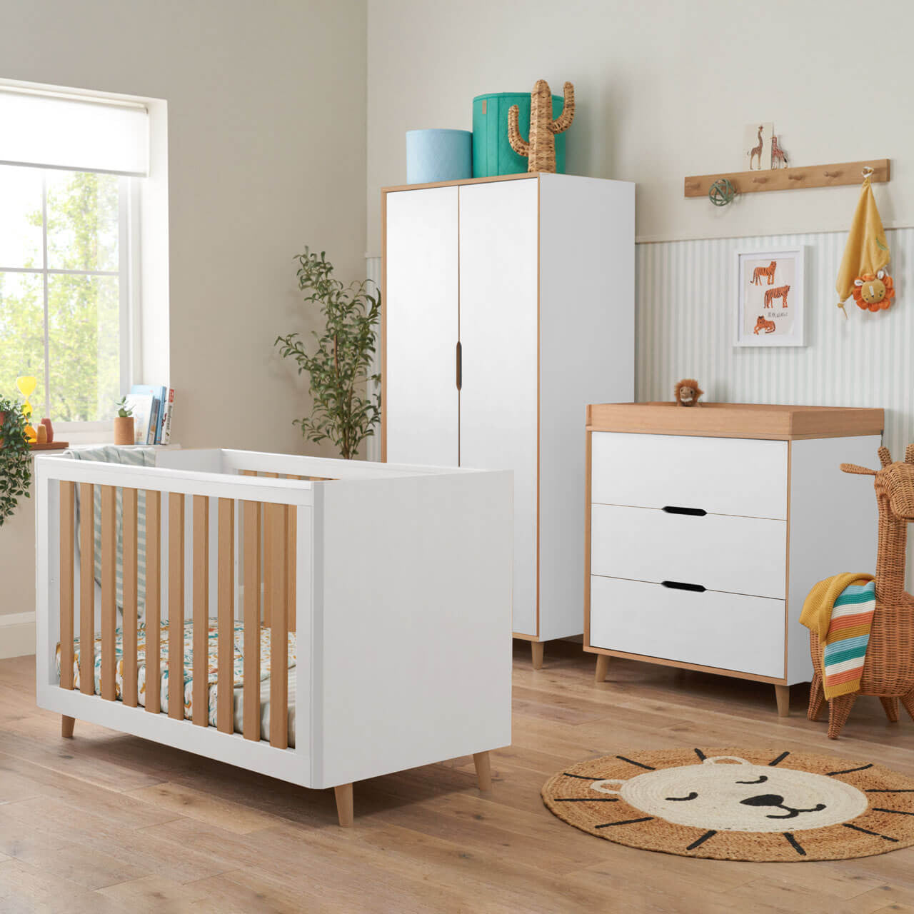 Tutti Bambini Fika Mini 3 Piece Room Set - White/Light Oak   