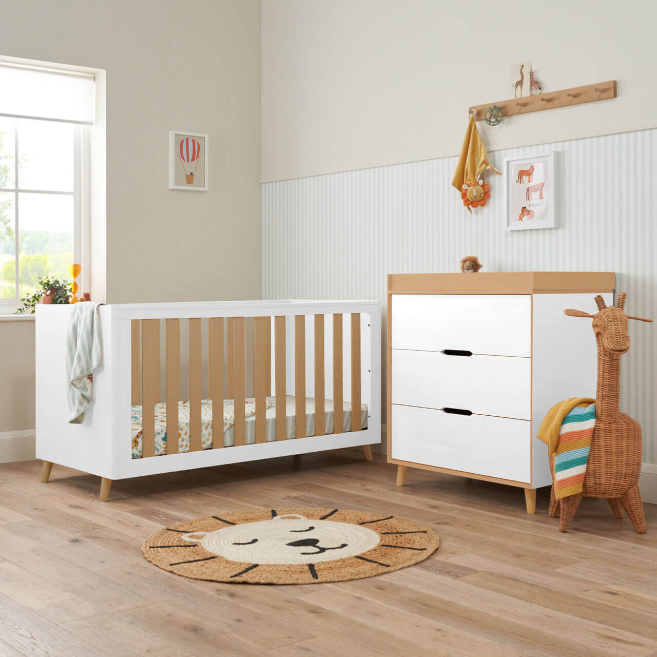 Tutti Bambini Fika 2 Piece Room Set - White/Light Oak   