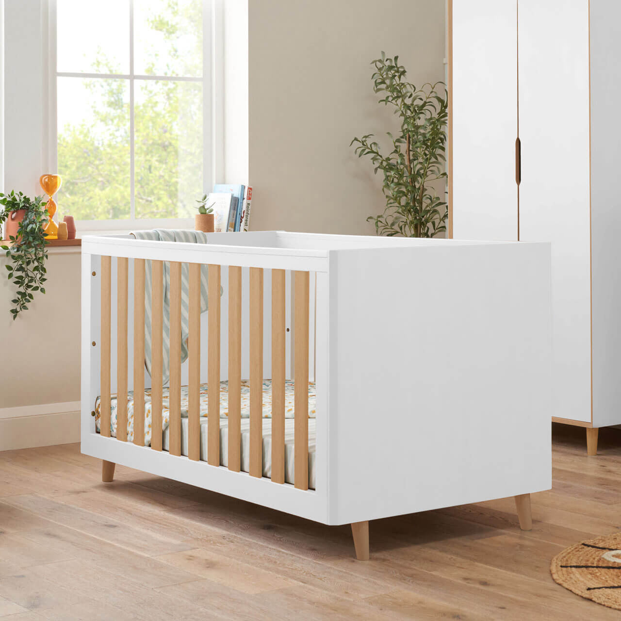 Tutti Bambini Fika Cot Bed - White/Light Oak -  | For Your Little One