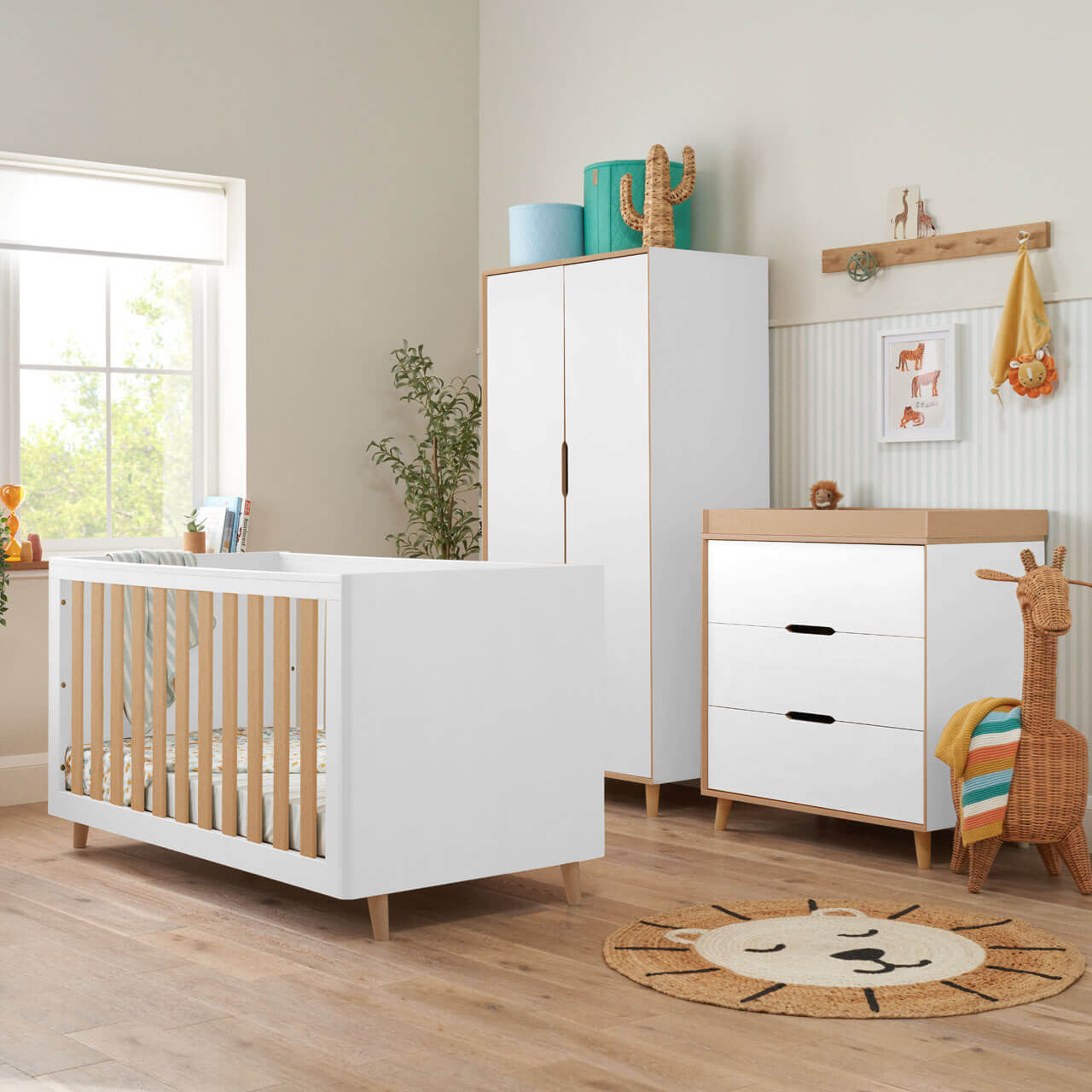 Tutti Bambini Fika 3 Piece Room Set - White/Light Oak   