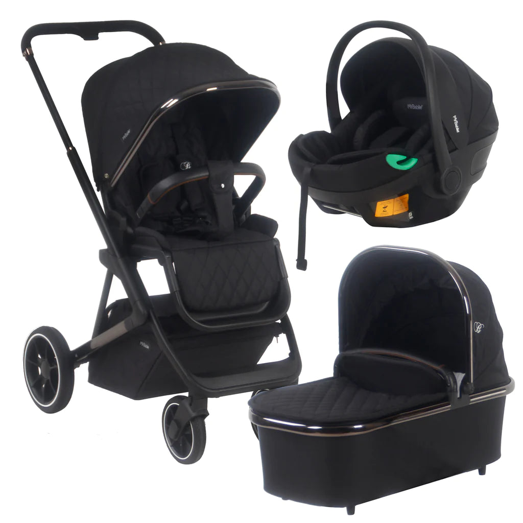 My Babiie MB500i 3-in-1 Travel System with i-Size Car Seat - Billie Faiers Midnight Gunmetal -  | For Your Little One
