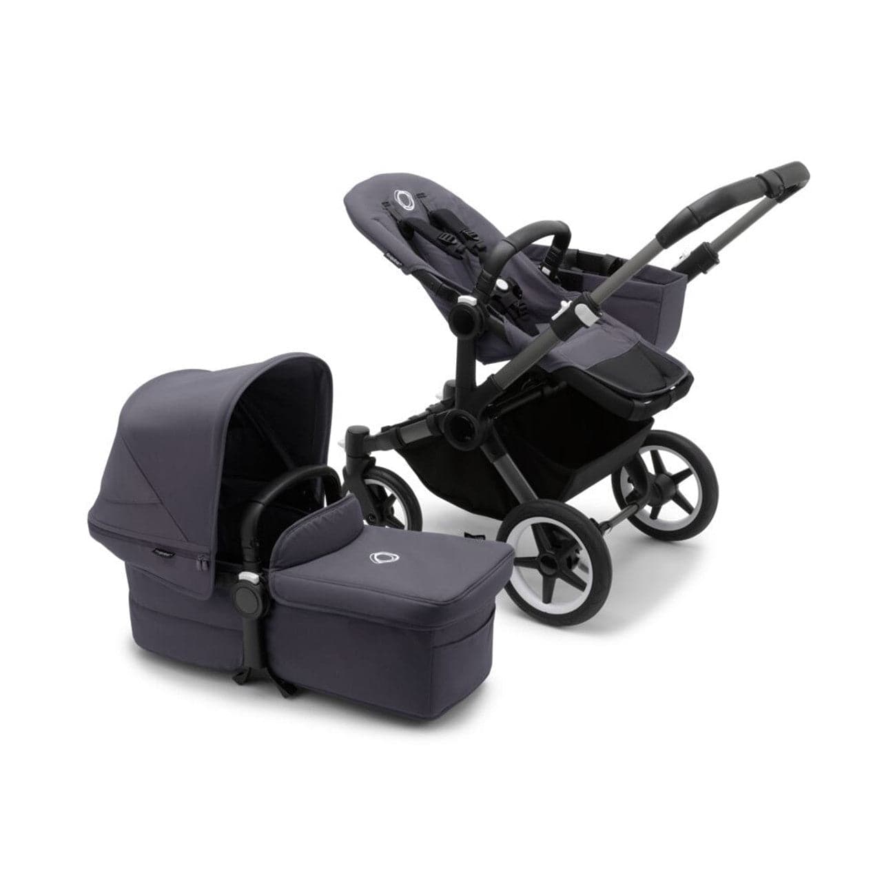 Bugaboo Donkey 5 Twin Complete Travel System + Turtle Air - Graphite/Stormy Blue - For Your Little One