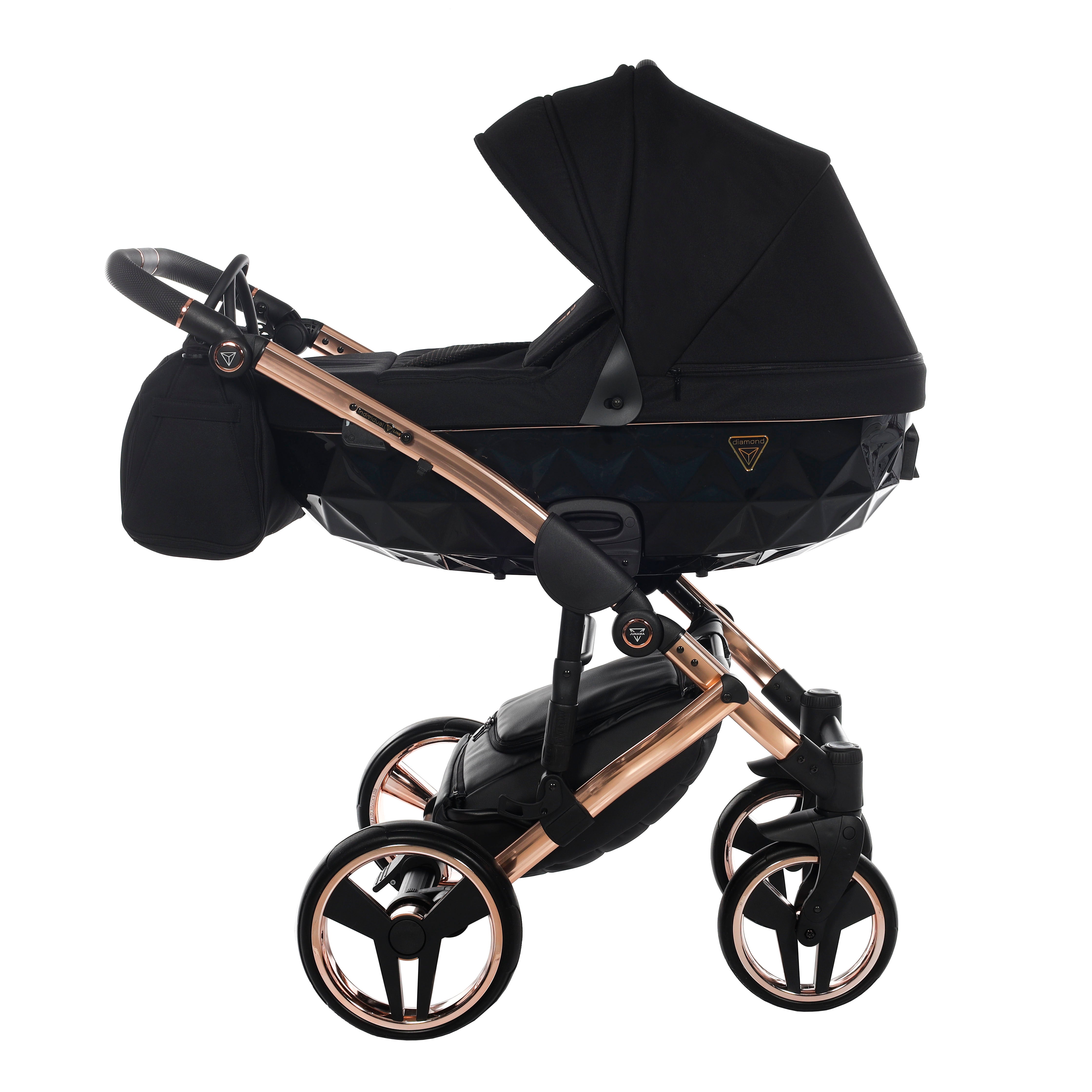 Junama Diamond S Line 2 in 1 Pram – Black And Rose Gold   