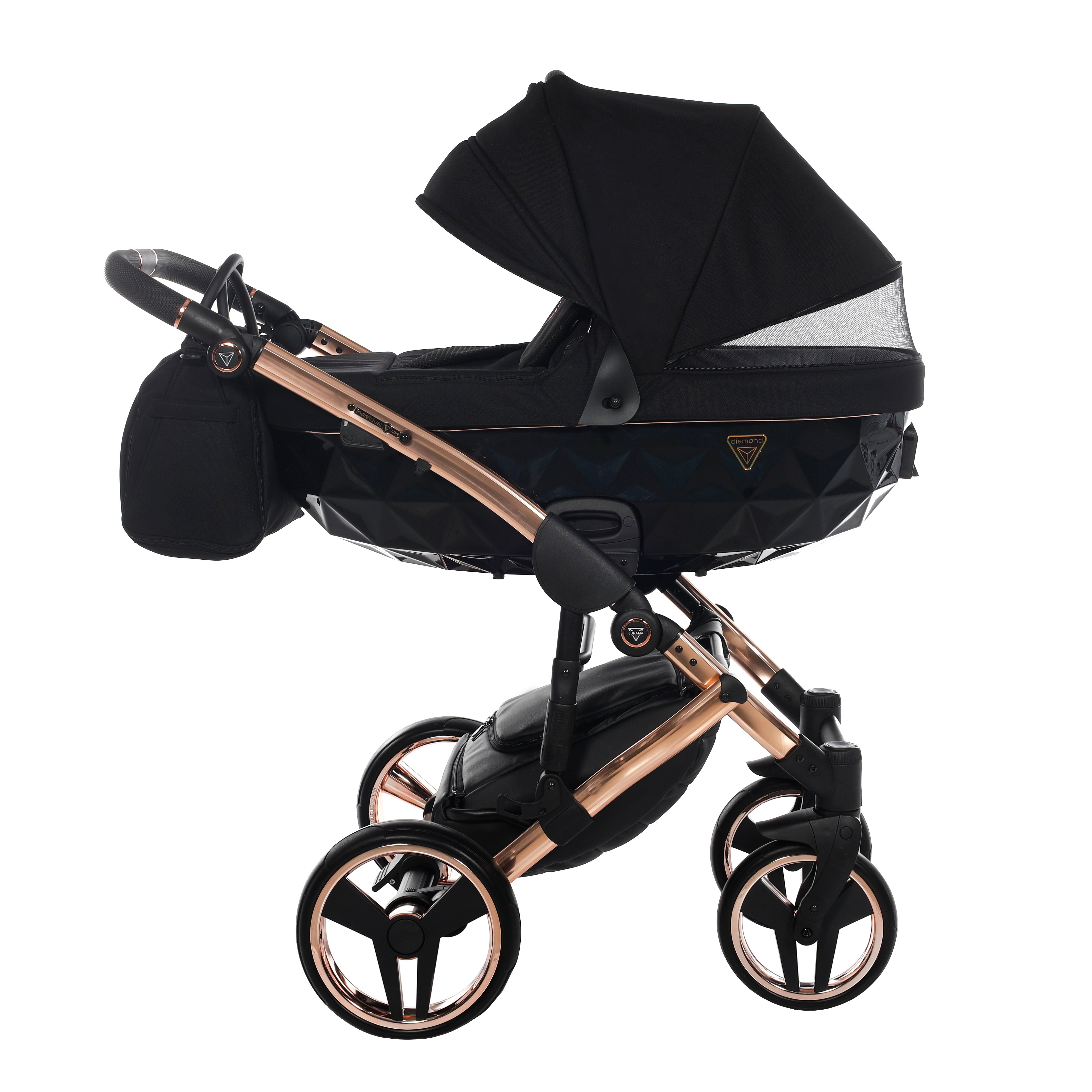 Junama Diamond S Line 2 in 1 Pram – Black And Rose Gold   