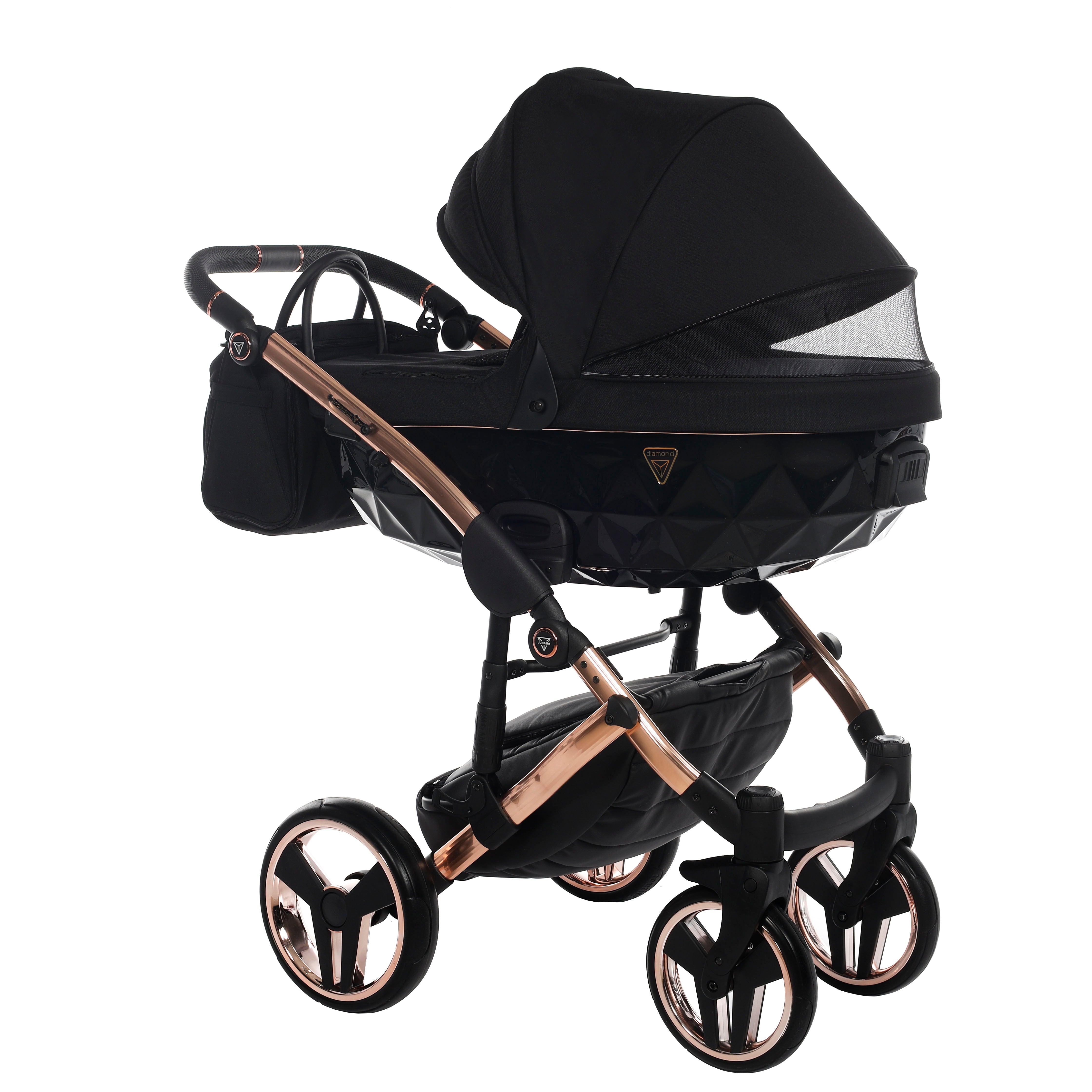 Junama Diamond S Line 2 in 1 Pram – Black And Rose Gold   