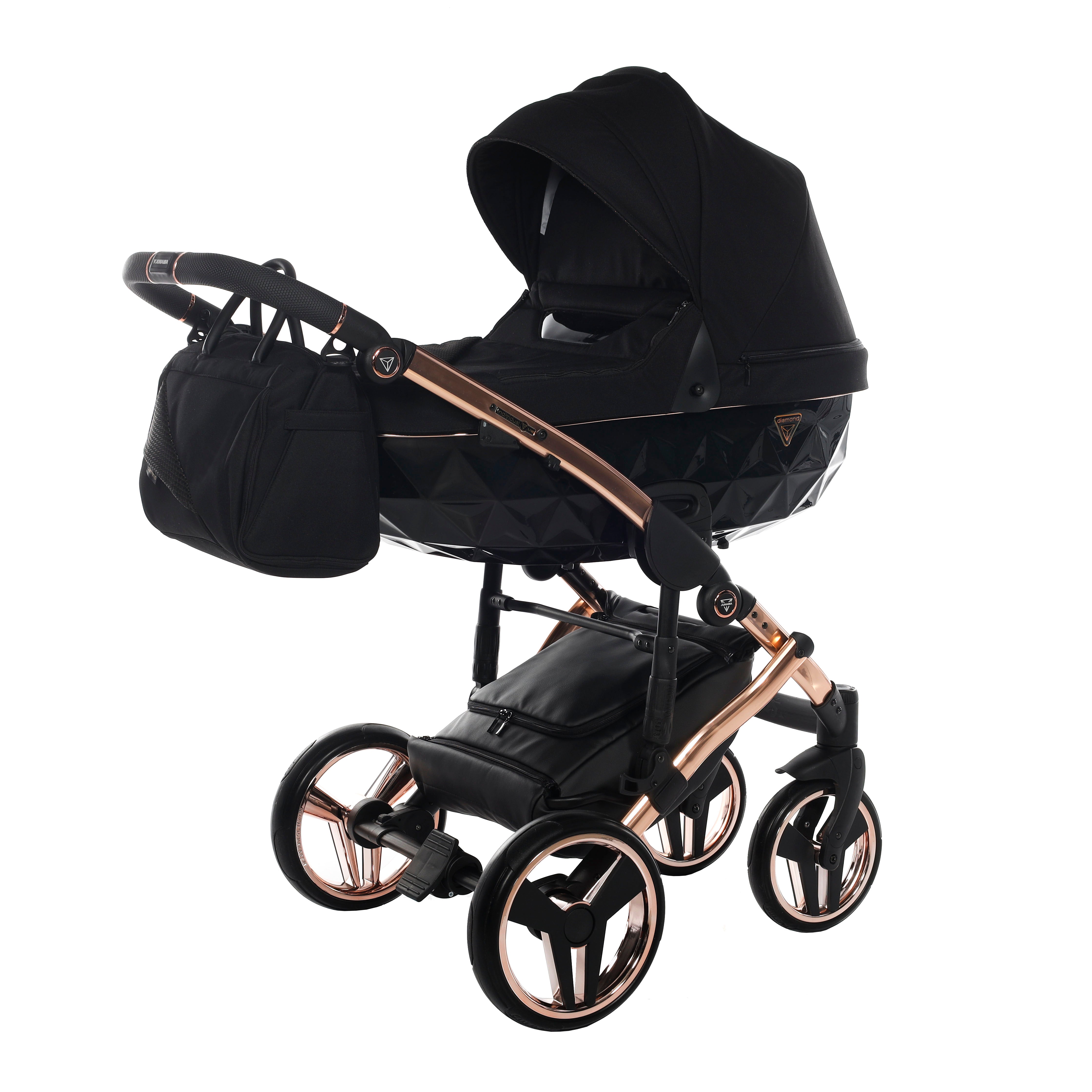 Junama Diamond S Line 2 in 1 Pram – Black And Rose Gold   