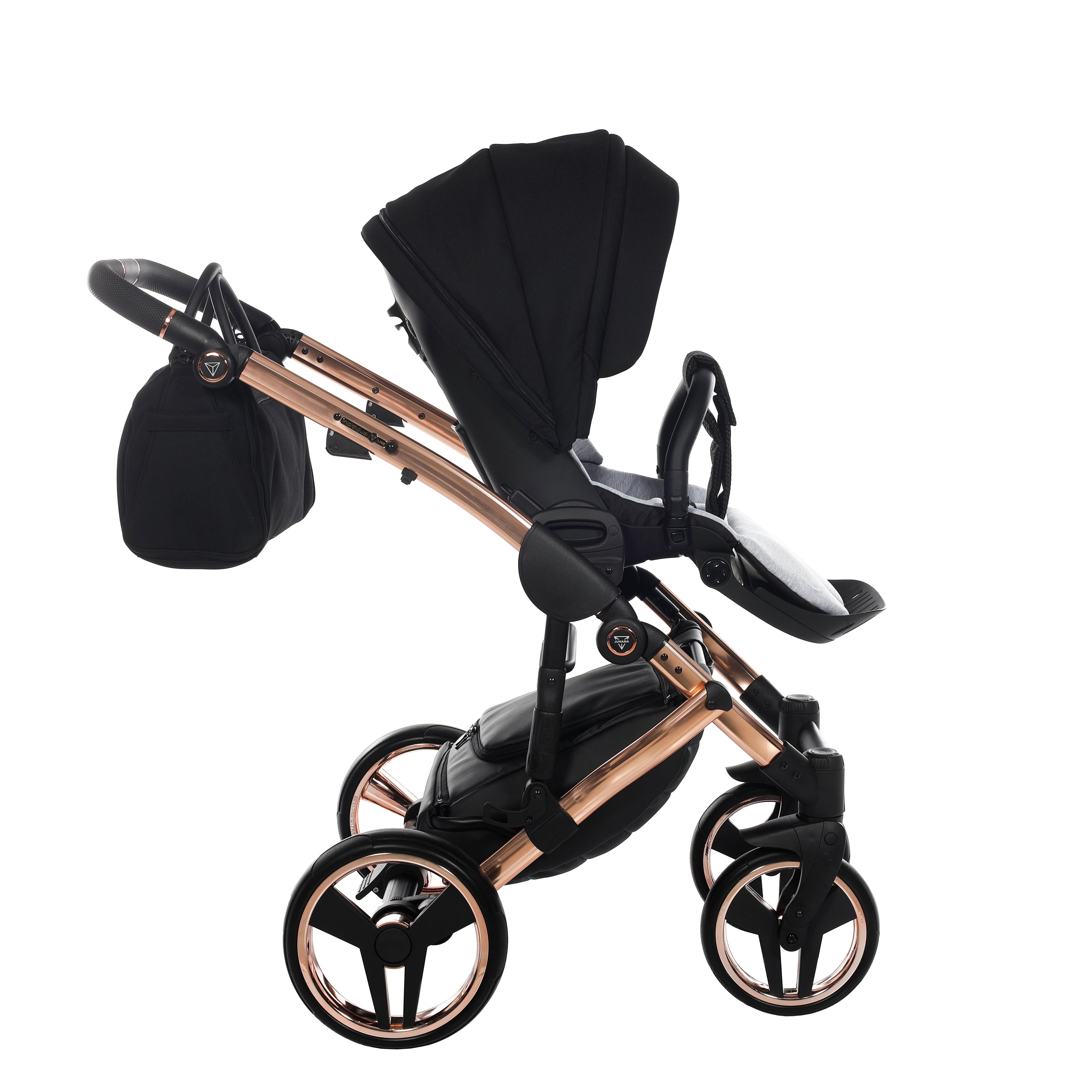 Junama Diamond S Line 2 in 1 Pram – Black And Rose Gold   