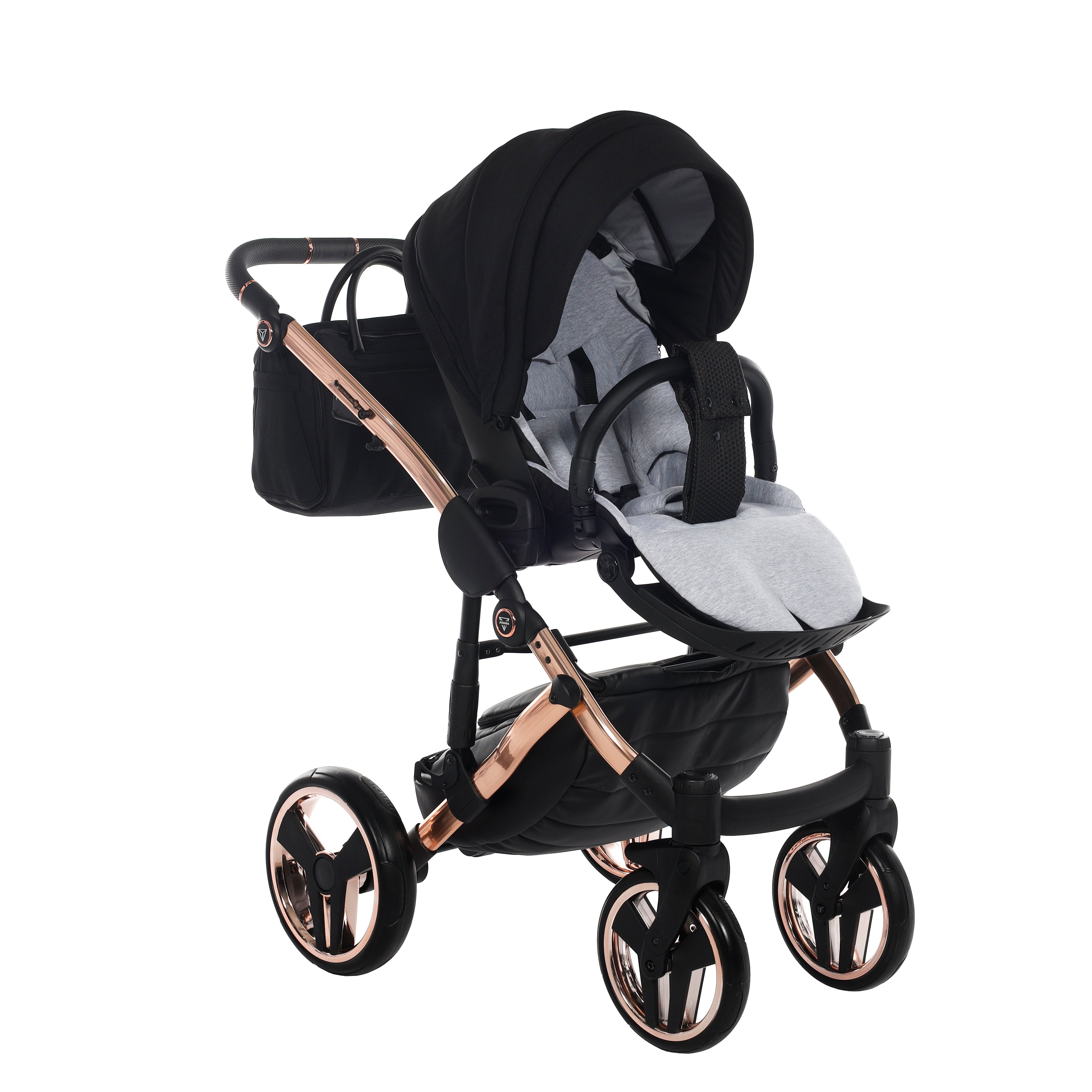 Junama Diamond S Line 2 in 1 Pram – Black And Rose Gold   