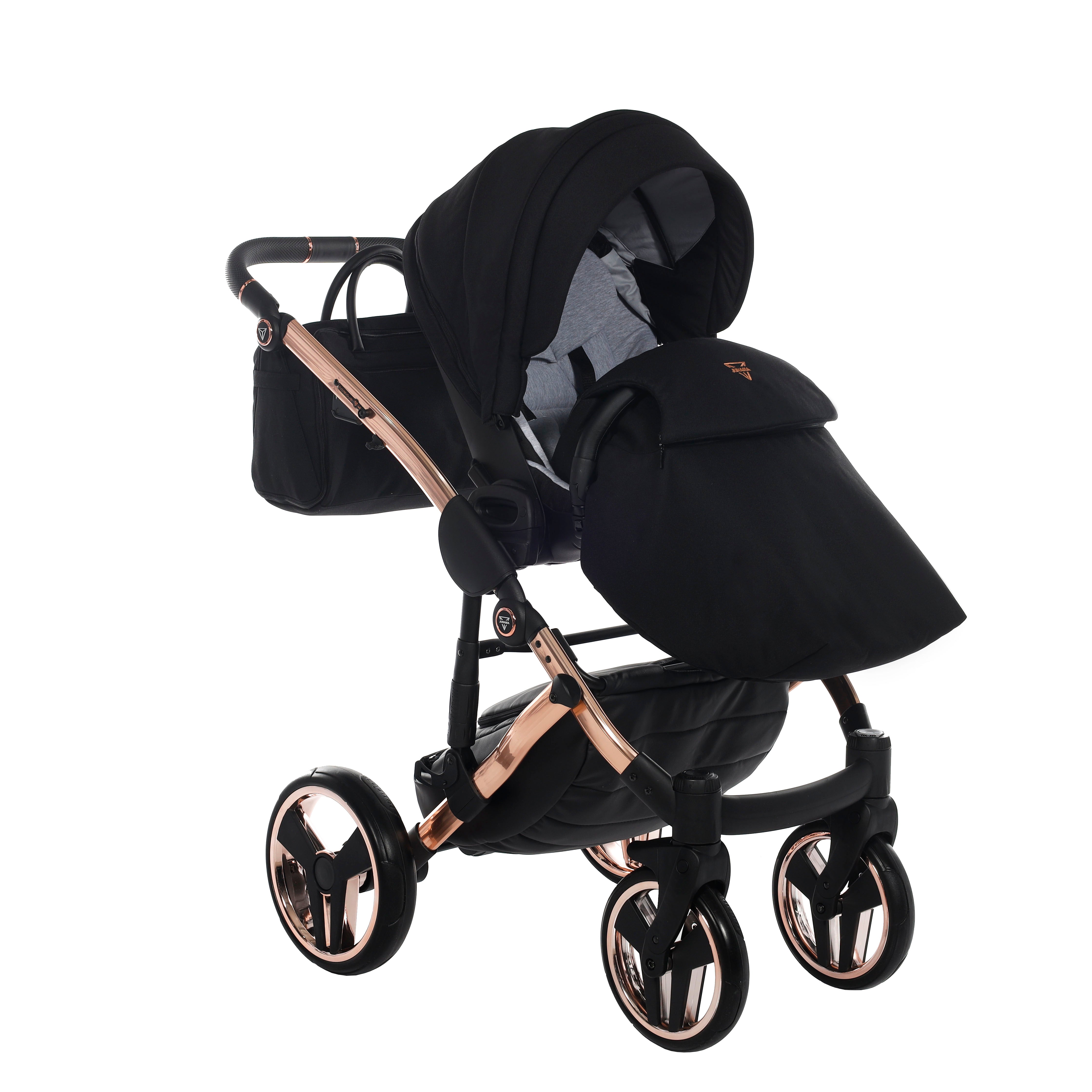 Junama Diamond S Line 2 in 1 Pram – Black And Rose Gold   