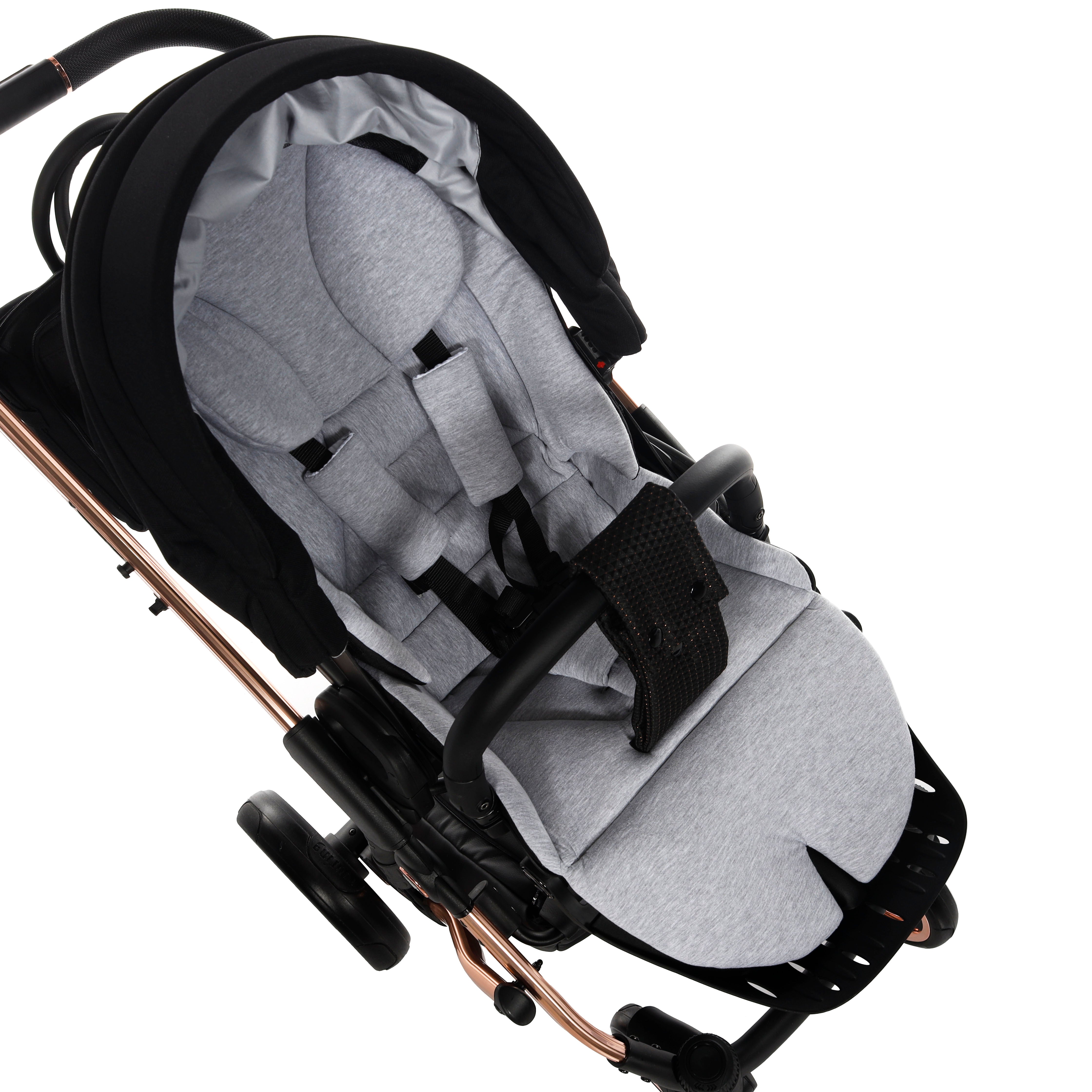 Junama Diamond S Line 2 in 1 Pram – Black And Rose Gold   