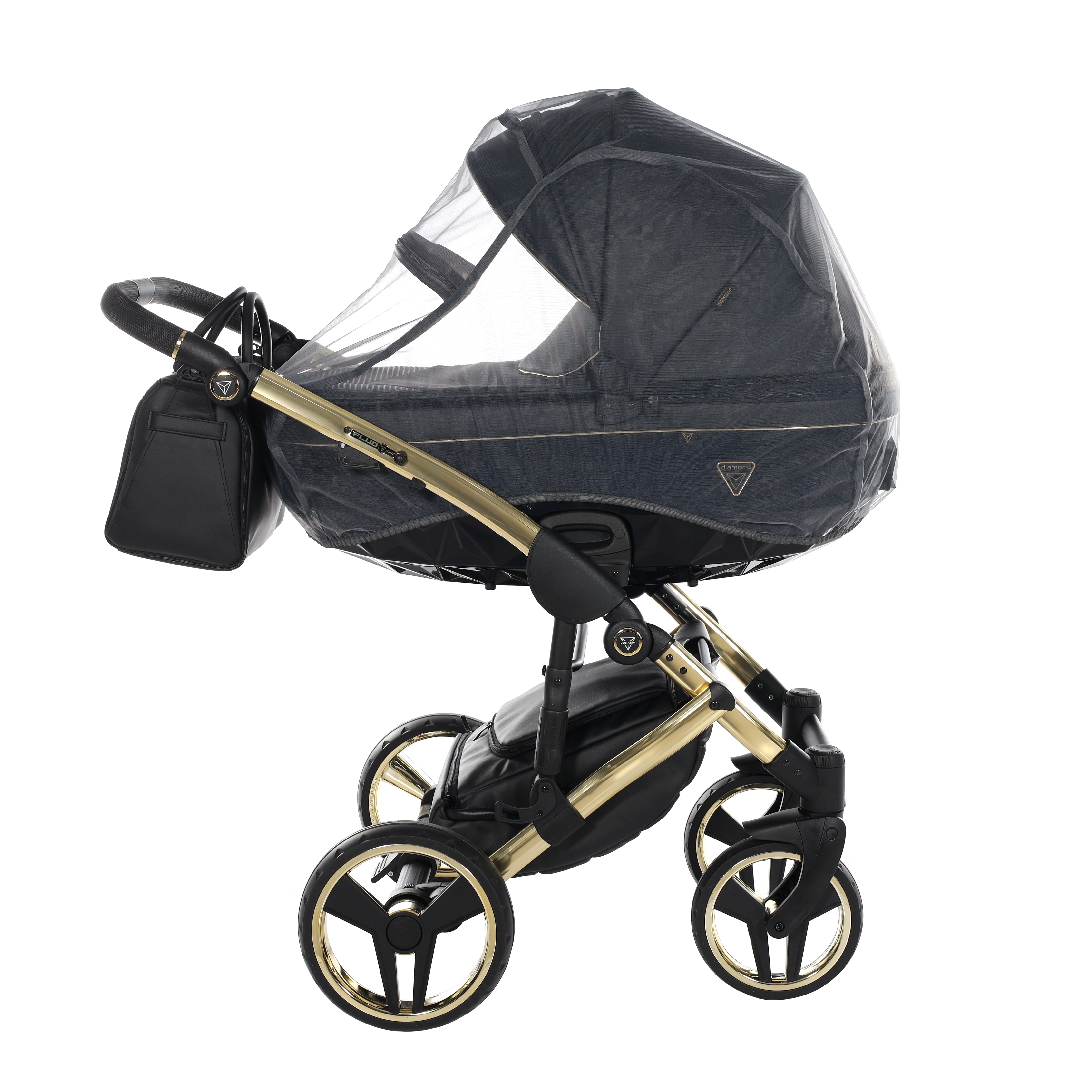 Junama Fluo Line 2 In 1 Pram - Black And Gold   