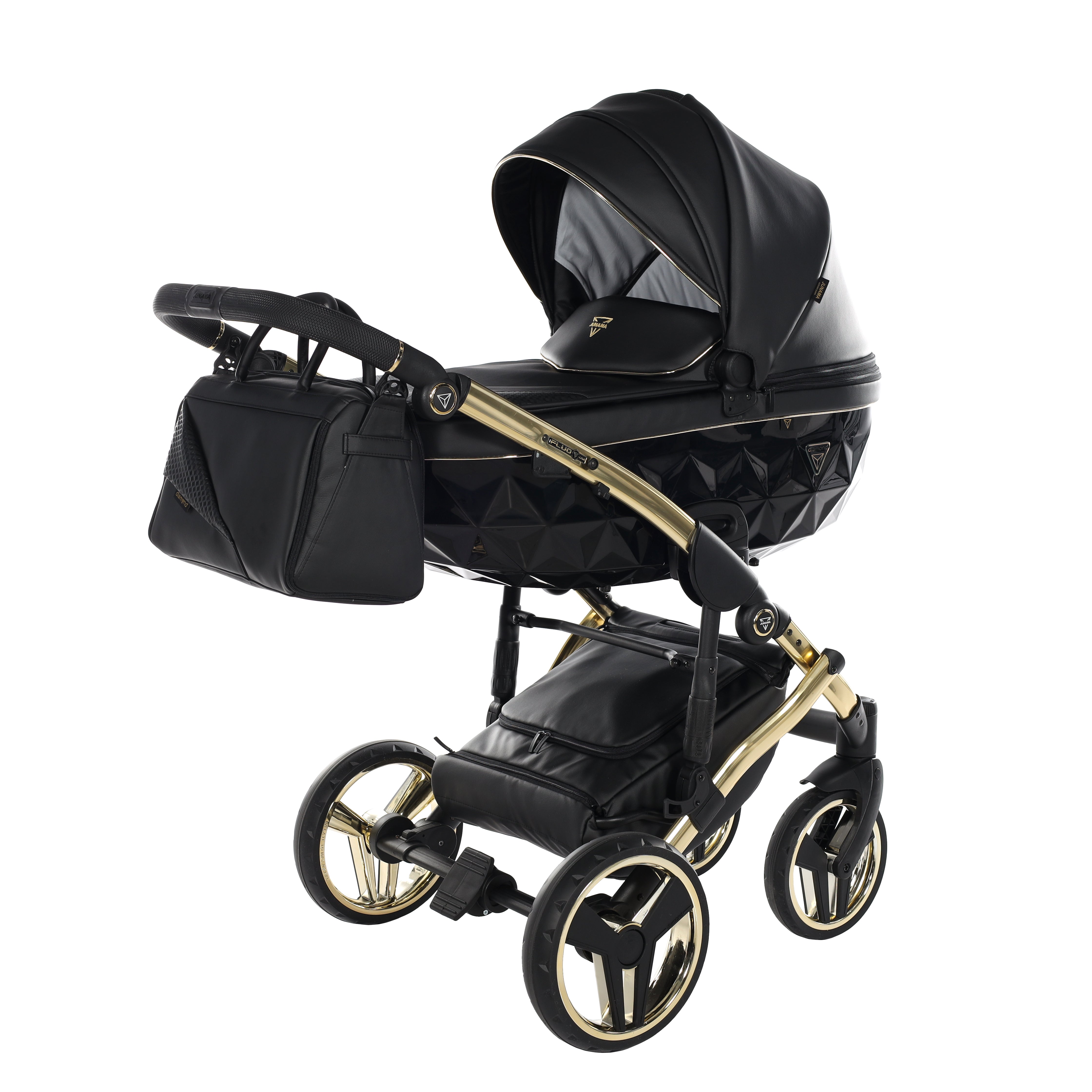 Junama Fluo Line 2 In 1 Pram - Black And Gold   