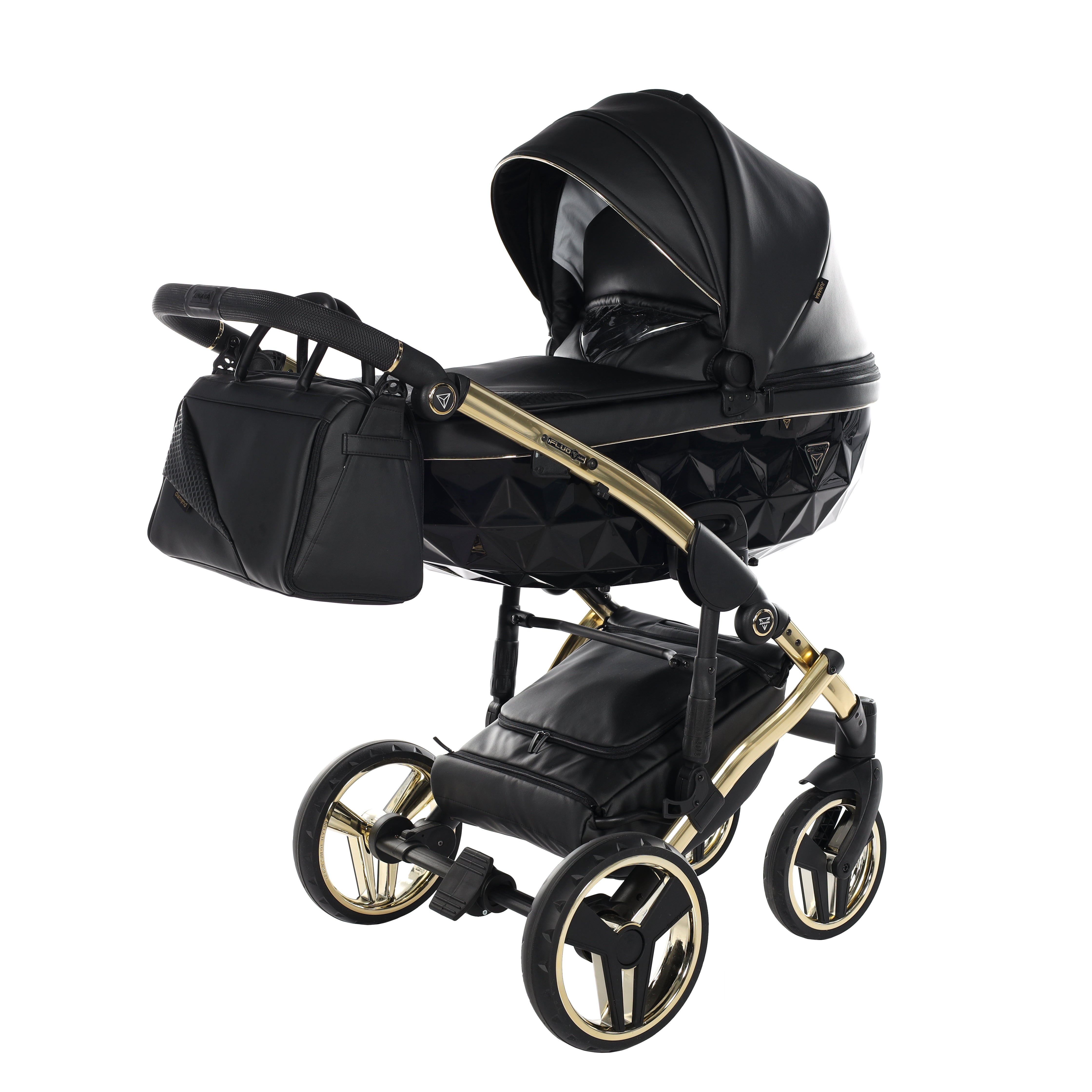 Junama Fluo Line 2 In 1 Pram - Black And Gold   