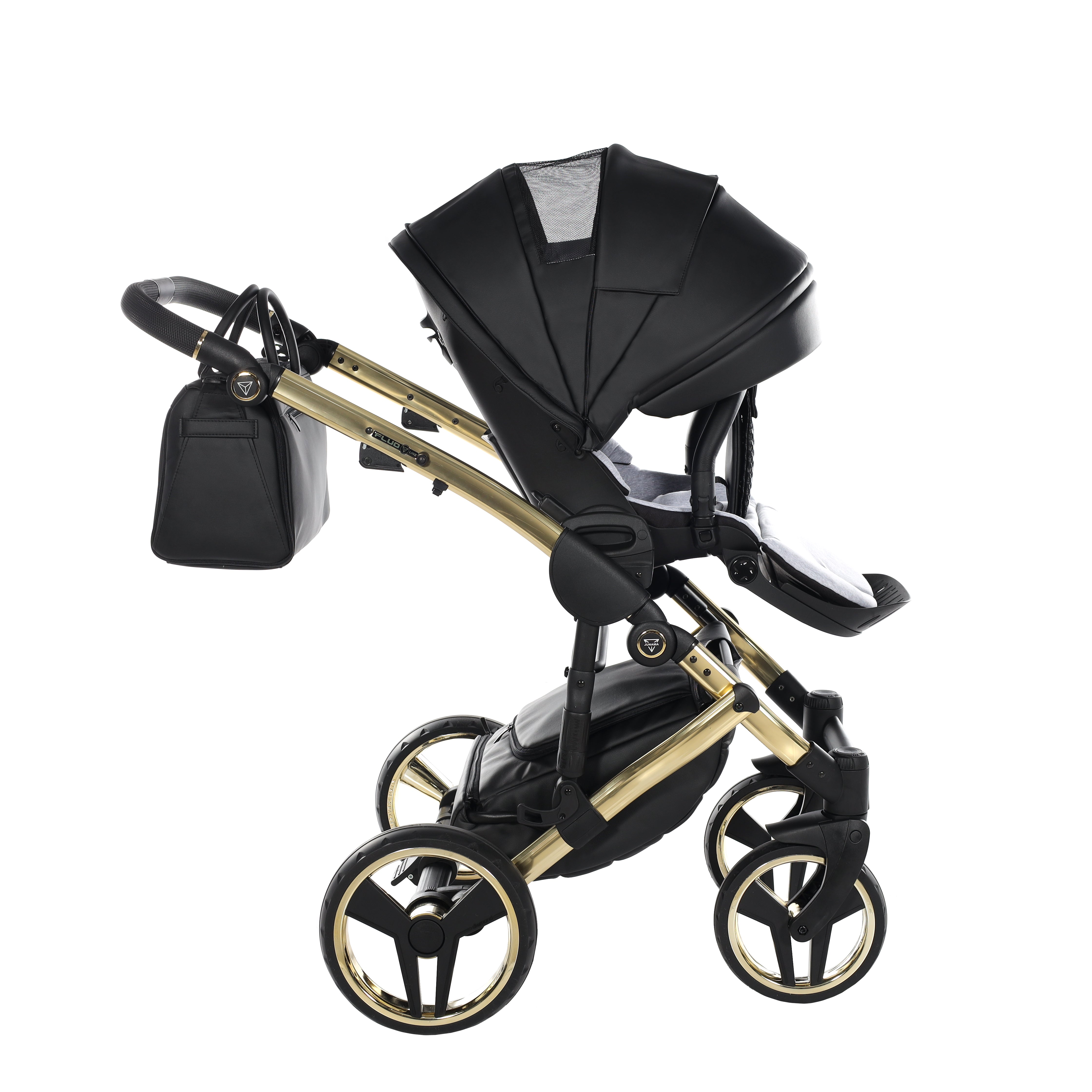 Junama Fluo Line 2 In 1 Pram - Black And Gold   