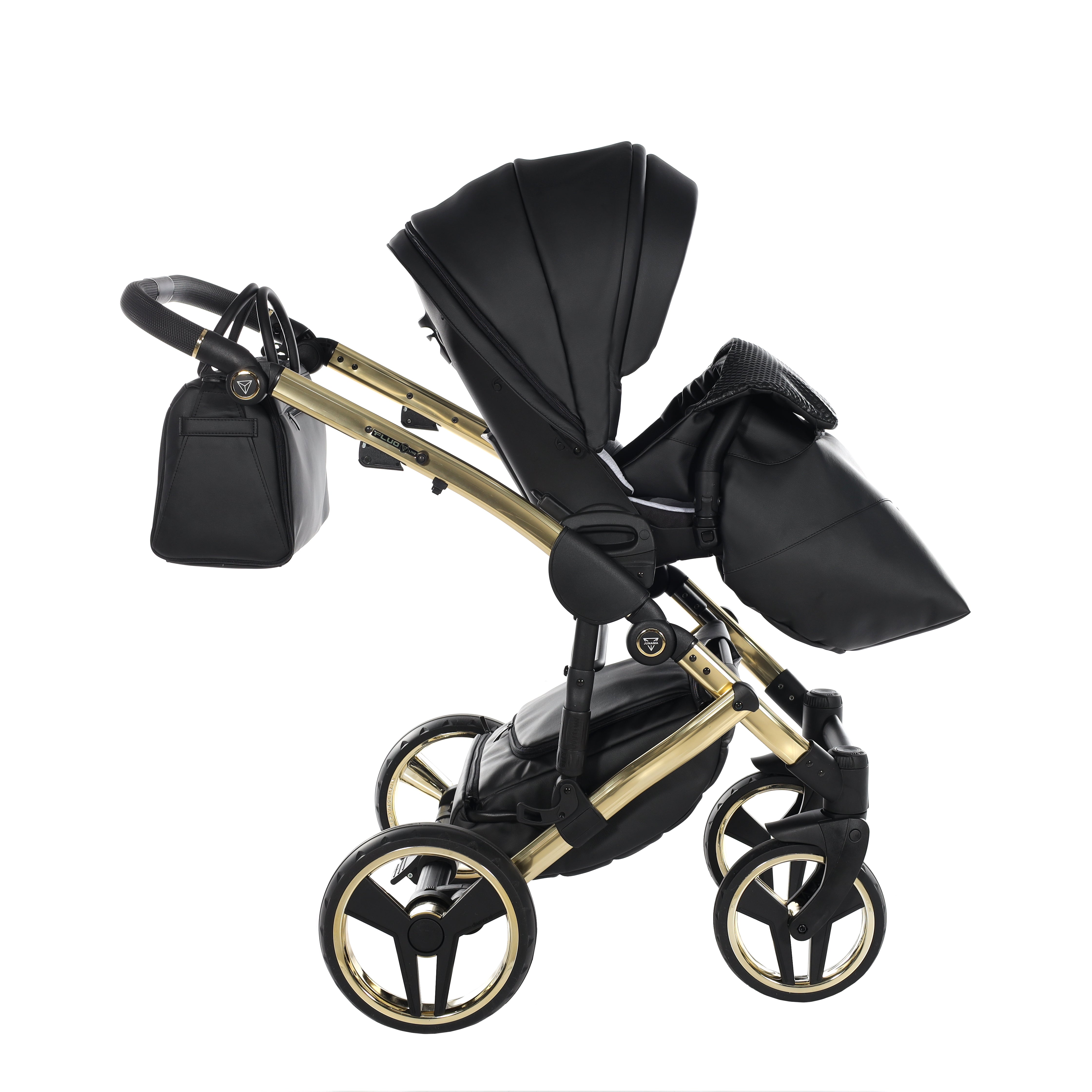 Junama Fluo Line 2 In 1 Pram - Black And Gold   