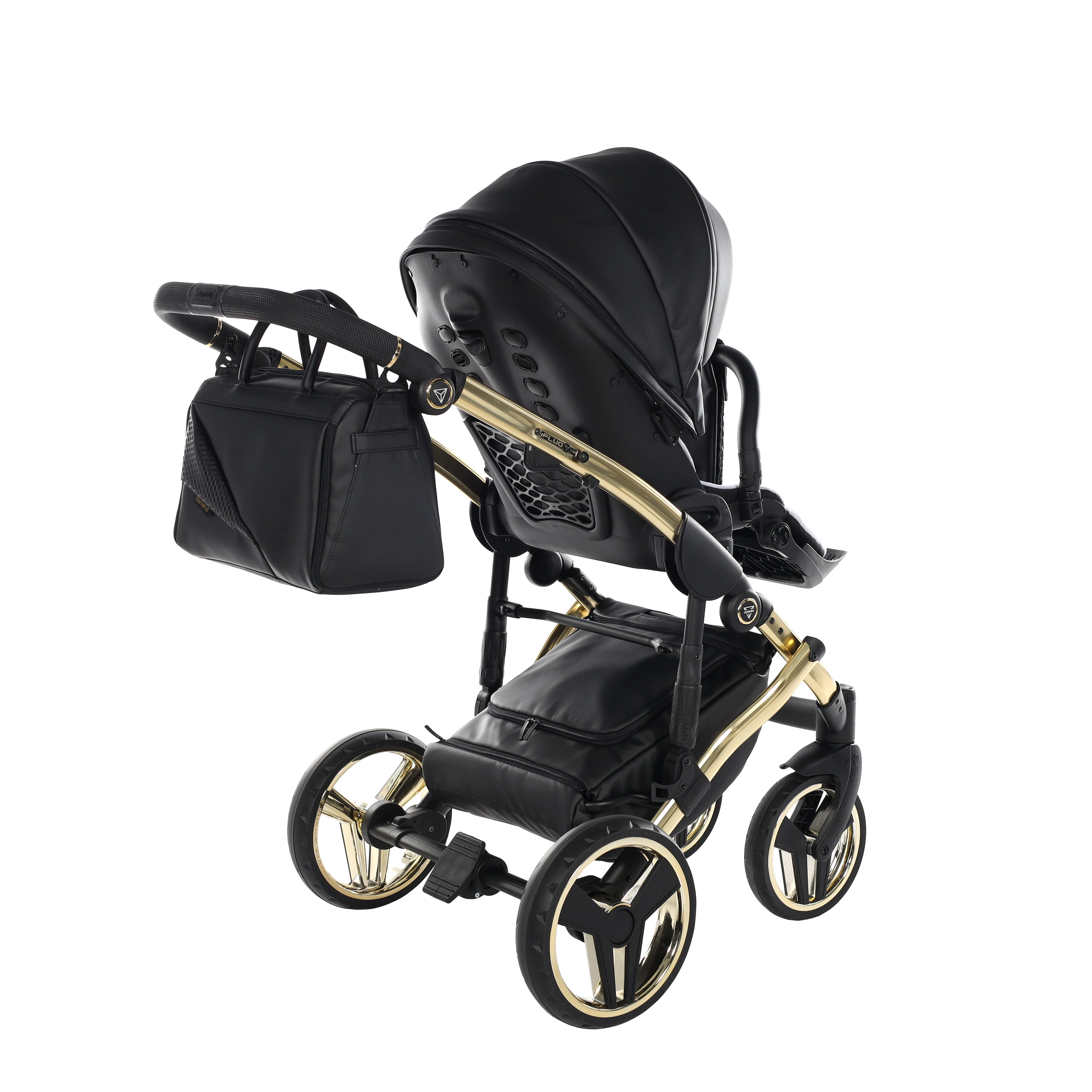 Junama Fluo Line 2 In 1 Pram - Black And Gold   