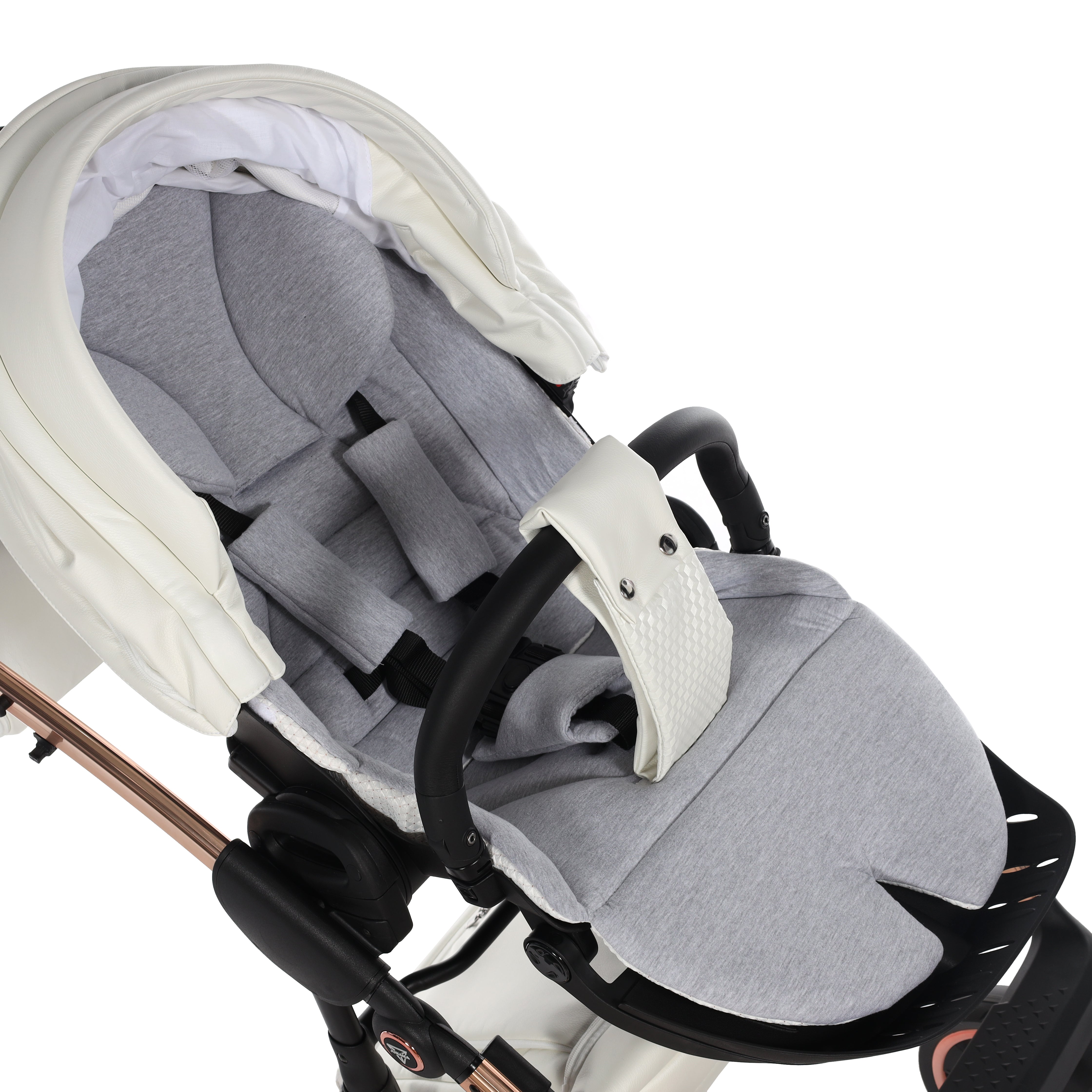 Junama Fluo Individual 2 In 1 Pram - White Rose Gold   