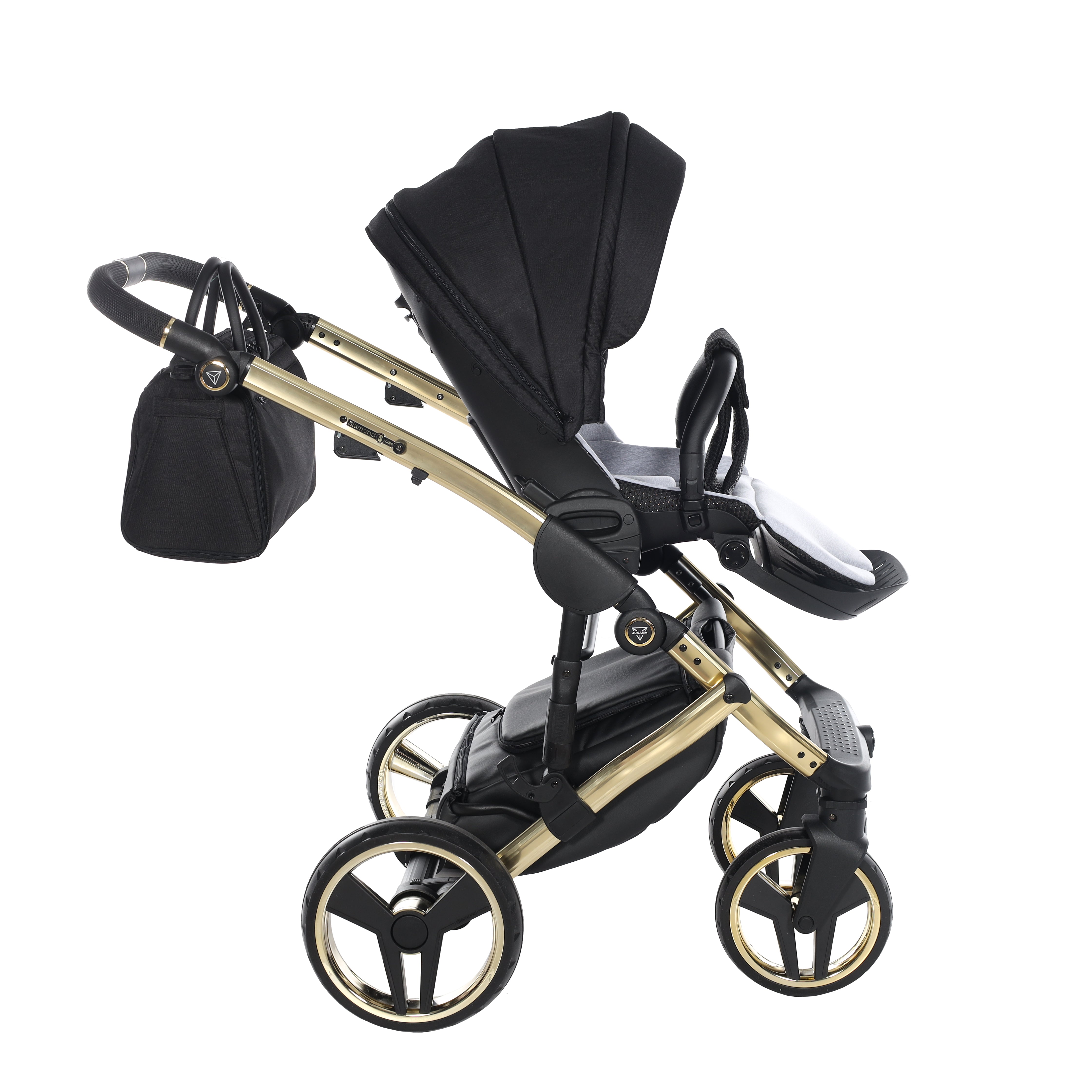 Junama Diamond S Line 2 in 1 Pram – Black And Gold   