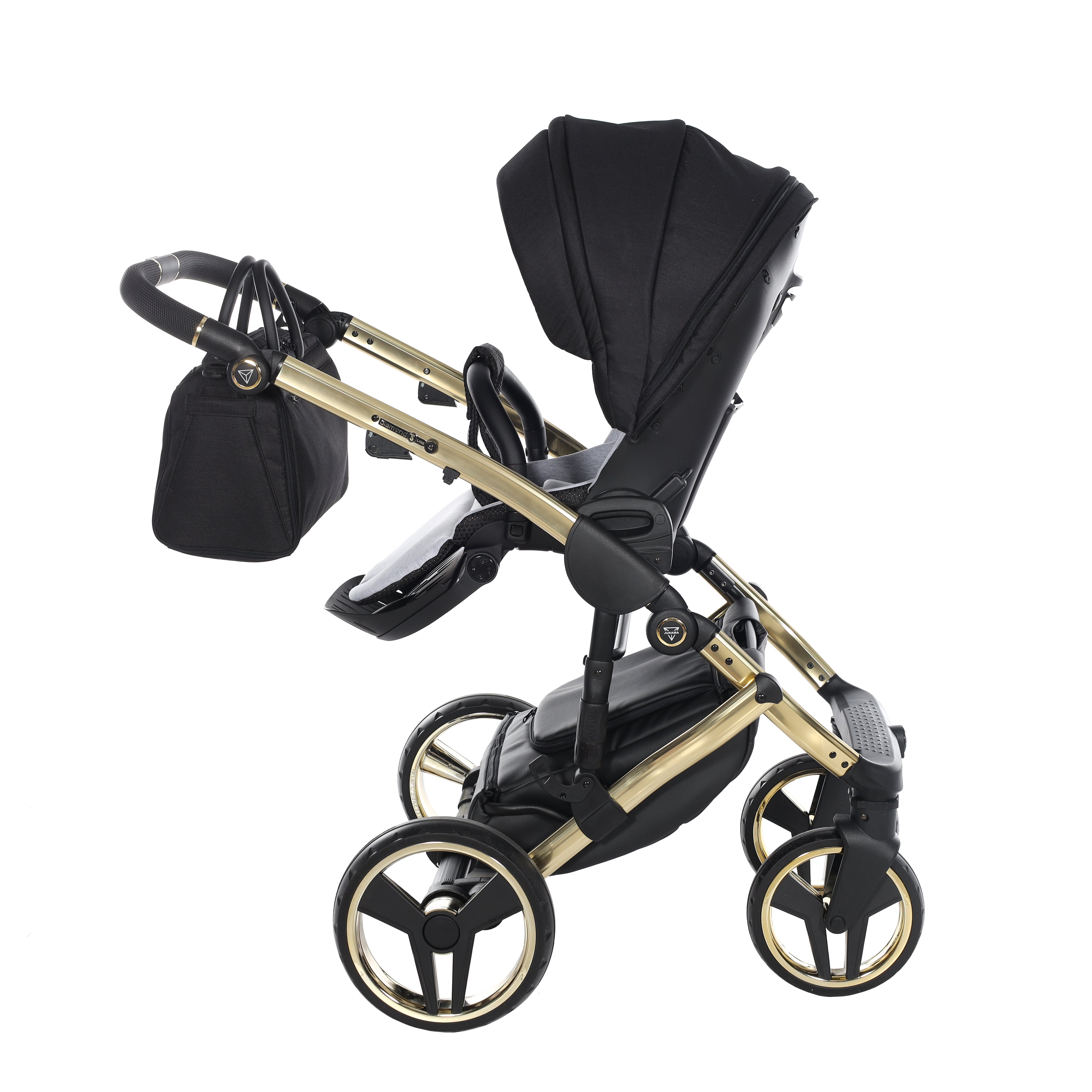 Junama Diamond S Line 2 in 1 Pram – Black And Gold   