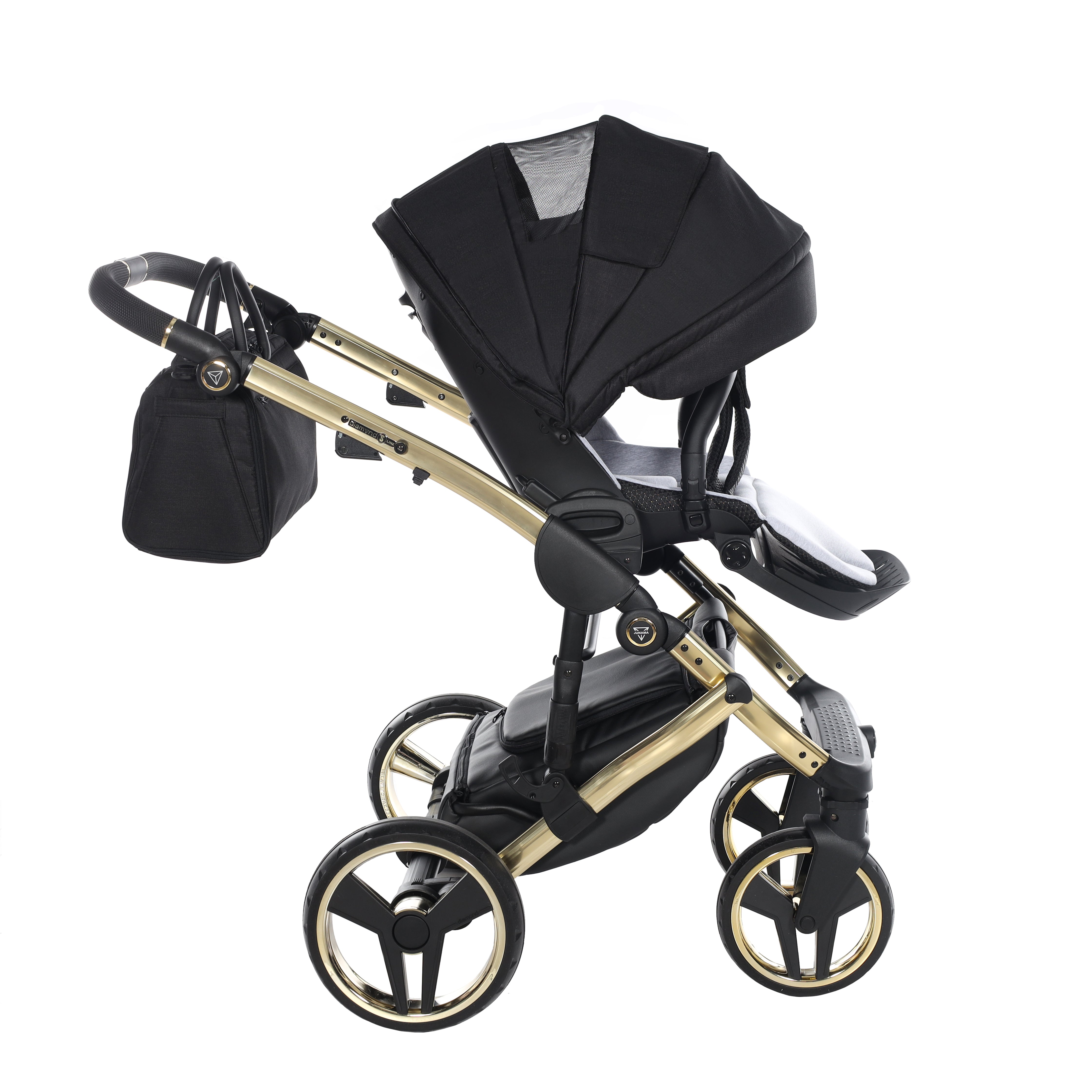 Junama Diamond S Line 2 in 1 Pram – Black And Gold   