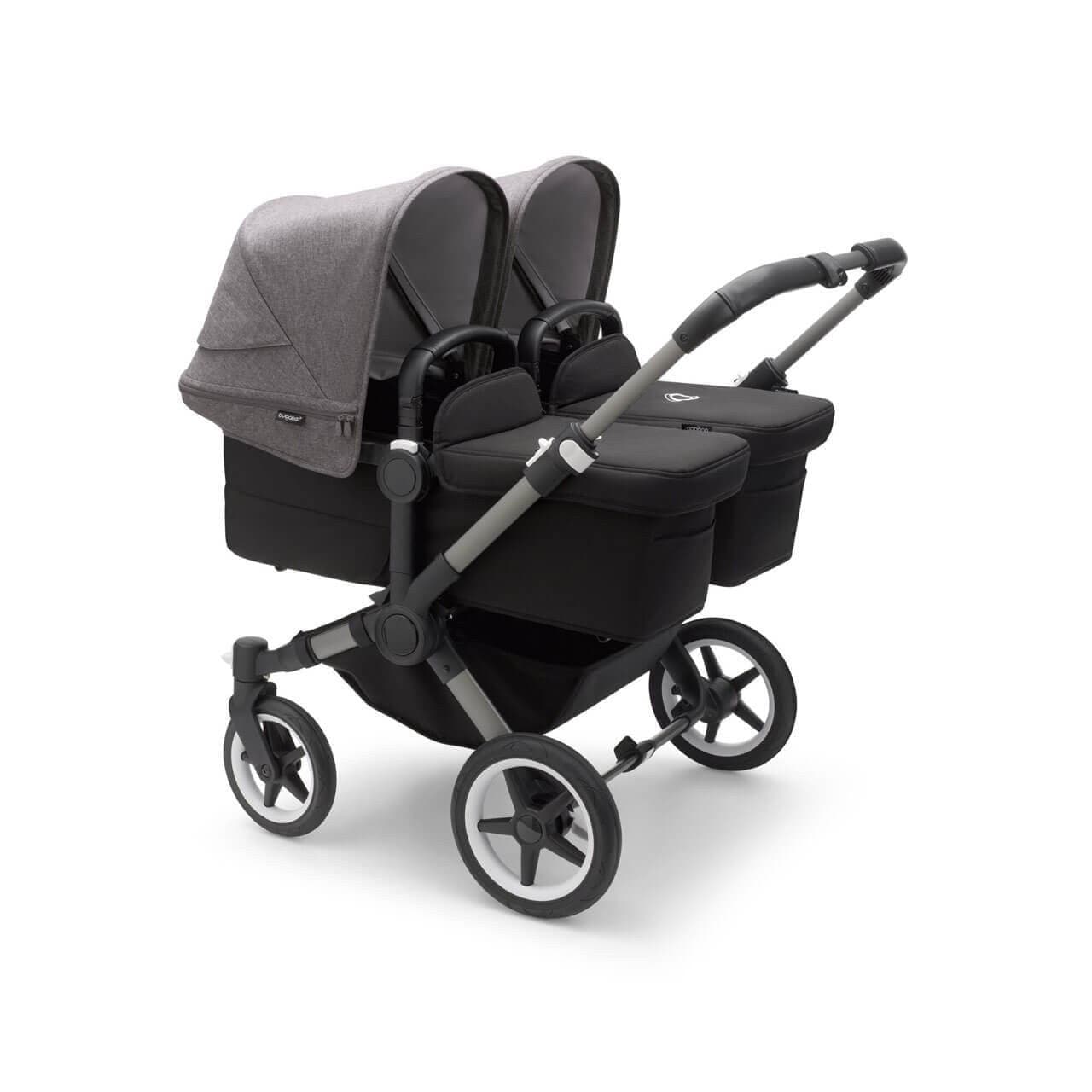 Bugaboo Donkey 5 Twin Pushchair on Graphite/Black Chassis - Choose Your Colour - Grey Melange | For Your Little One