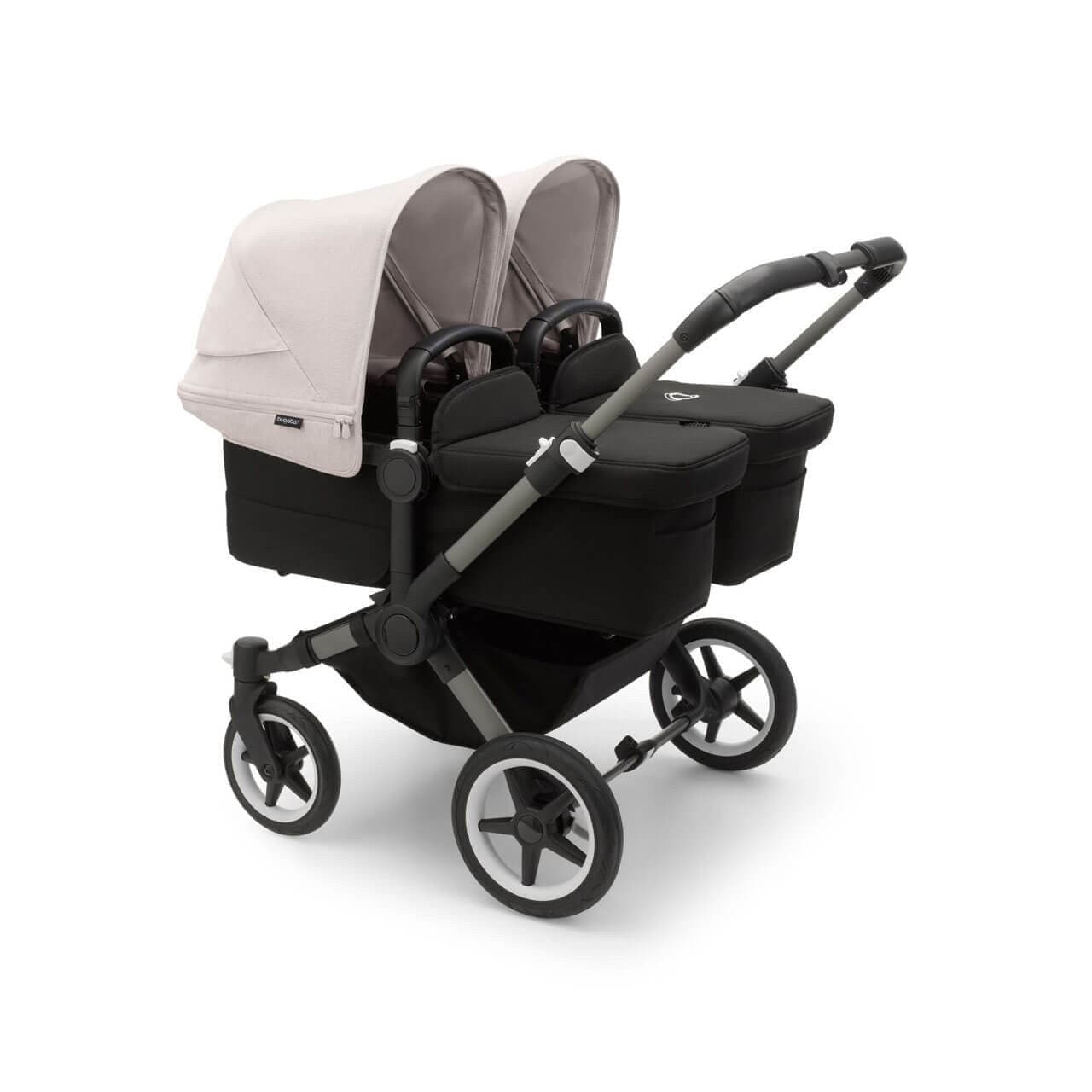 Bugaboo Donkey 5 Twin Pushchair on Graphite/Black Chassis - Choose Your Colour - Misty White | For Your Little One