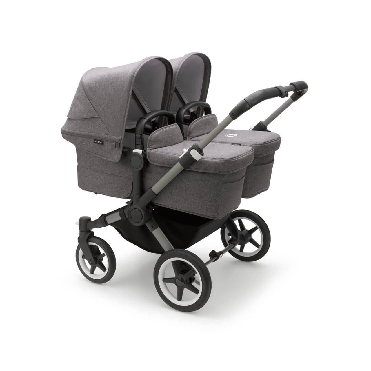 Bugaboo Donkey 5 Twin Pushchair on Graphite/Grey Chassis - Choose Your Colour - Grey Melange | For Your Little One