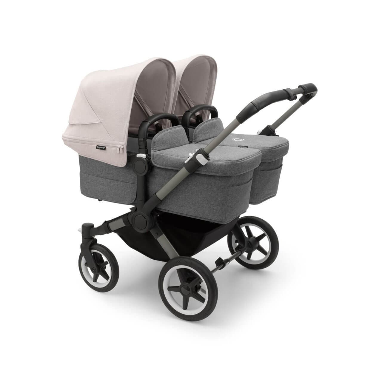 Bugaboo Donkey 5 Twin Pushchair on Graphite/Grey Chassis - Choose Your Colour - Misty White | For Your Little One