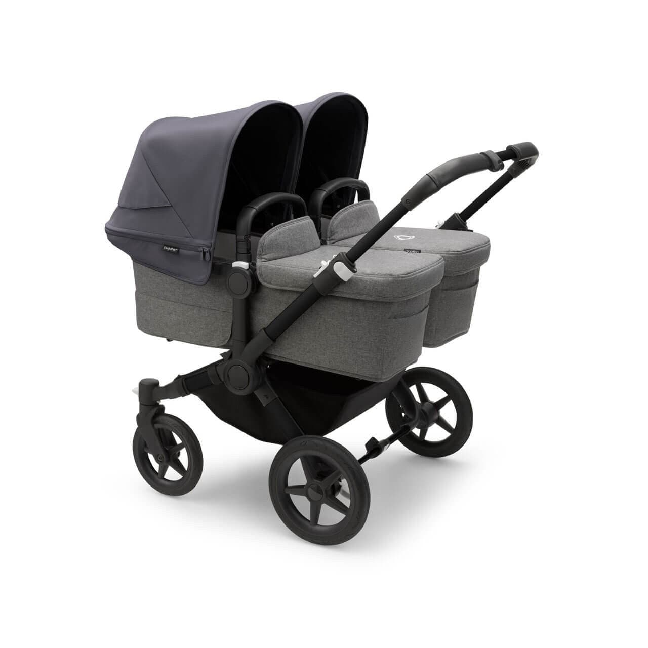 Bugaboo Donkey 5 Twin Pushchair on Black/Grey Chassis - Choose Your Colour - Stormy Blue | For Your Little One