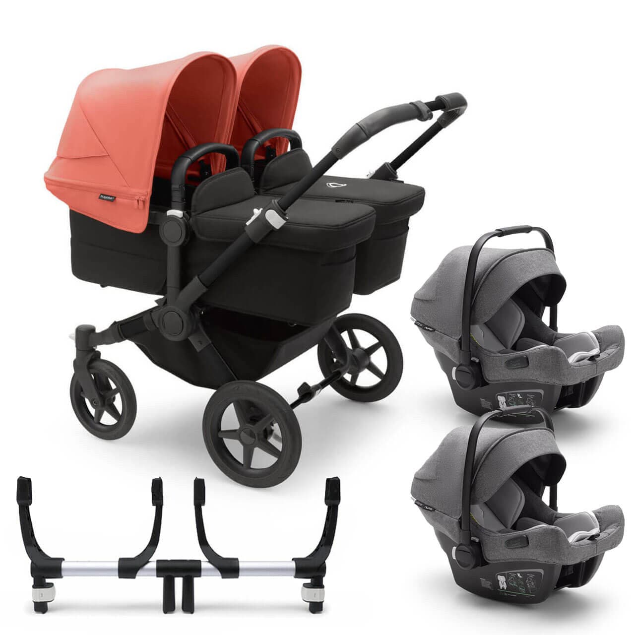 Bugaboo Donkey 5 Twin Travel System on Black/Black Chassis + Turtle Air - Choose Your Colour - For Your Little One