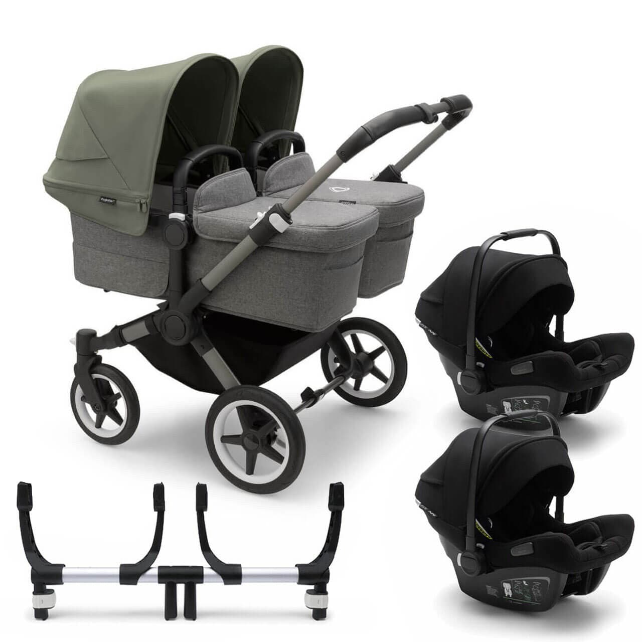 Bugaboo Donkey 5 Twin Travel System on Graphite/Grey Chassis + Turtle Air - Choose Your Colour - For Your Little One