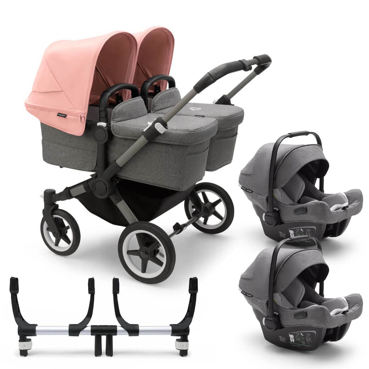 Bugaboo Donkey 5 Twin Travel System on Graphite/Grey Chassis + Turtle Air - Choose Your Colour   