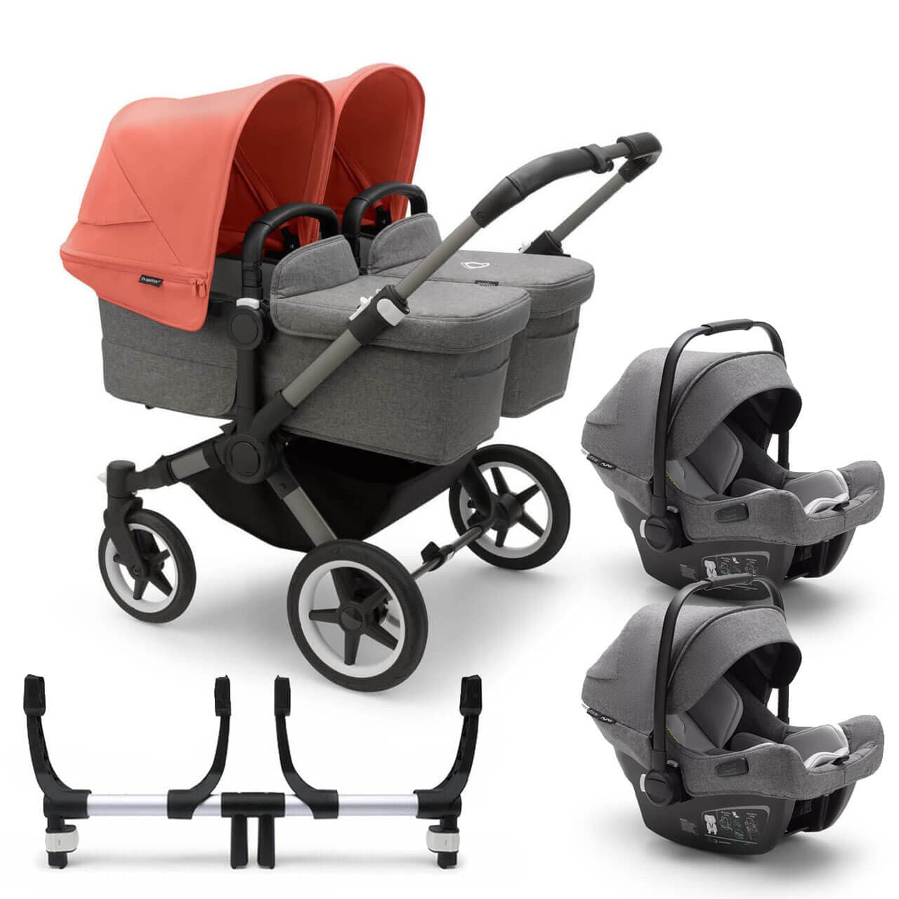 Bugaboo Donkey 5 Twin Travel System on Graphite/Grey Chassis + Turtle Air - Choose Your Colour - For Your Little One