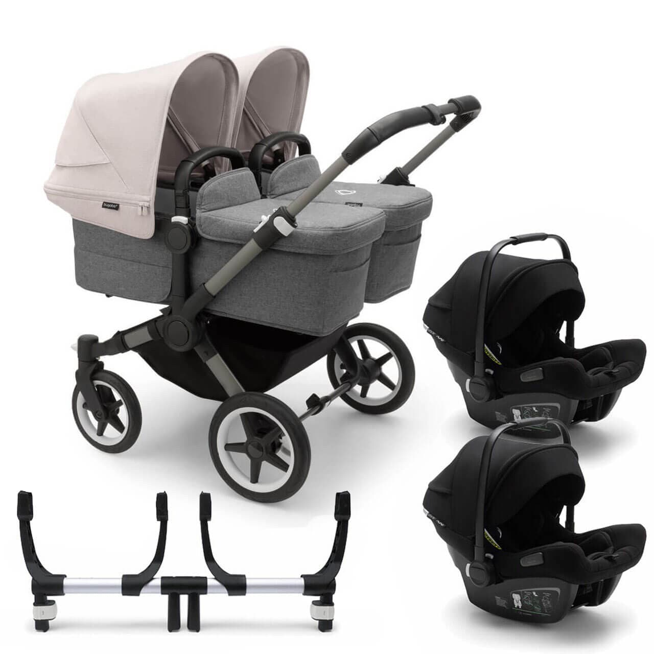 Bugaboo Donkey 5 Twin Travel System on Graphite/Grey Chassis + Turtle Air - Choose Your Colour - For Your Little One