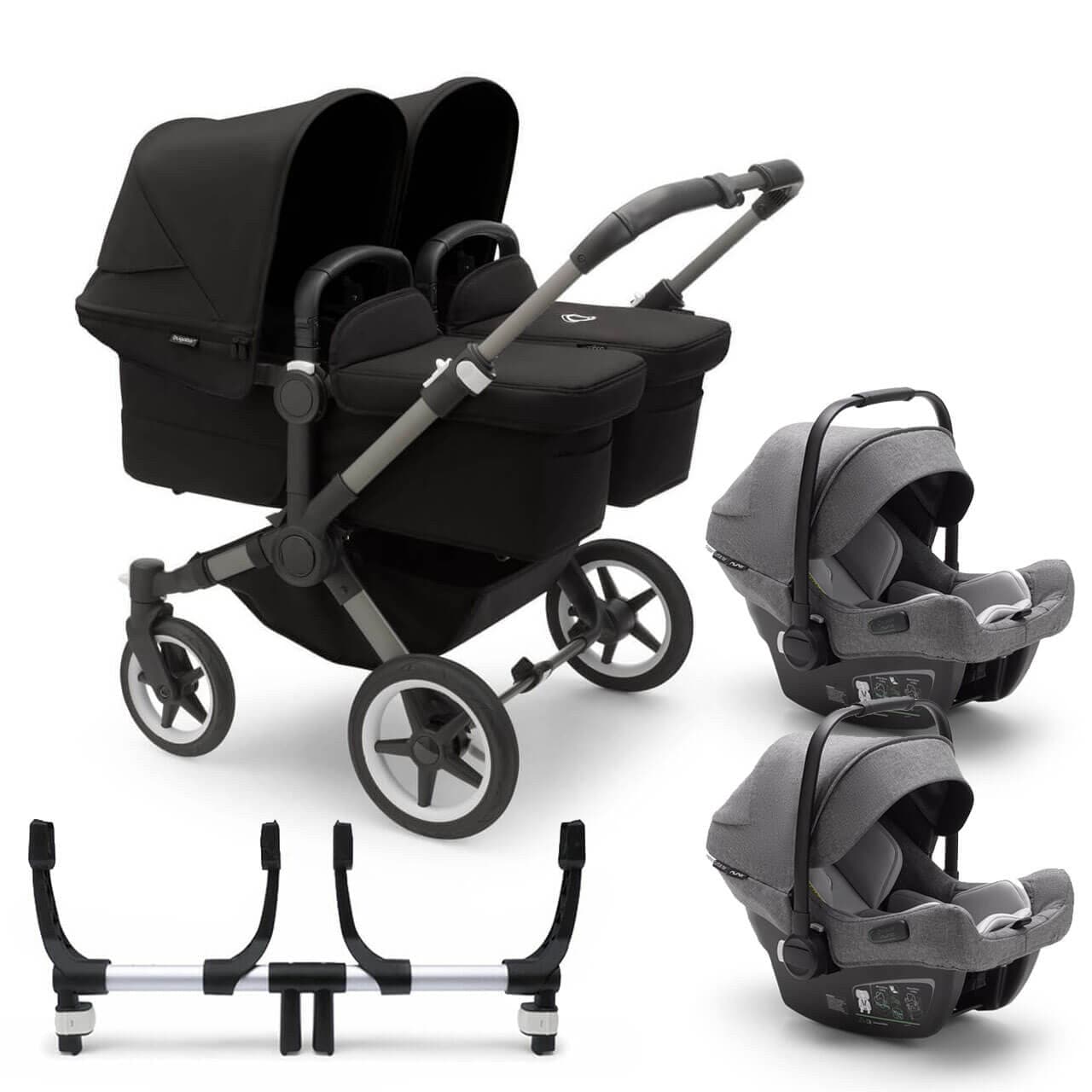 Bugaboo Donkey 5 Twin Travel System on Graphite/Black Chassis + Turtle Air - Choose Your Colour   