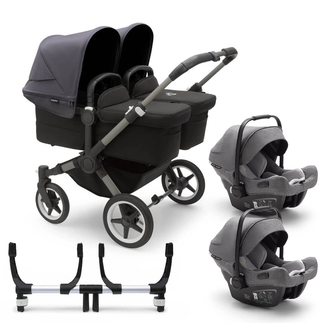 Bugaboo Donkey 5 Twin Travel System on Graphite/Black Chassis + Turtle Air - Choose Your Colour - For Your Little One