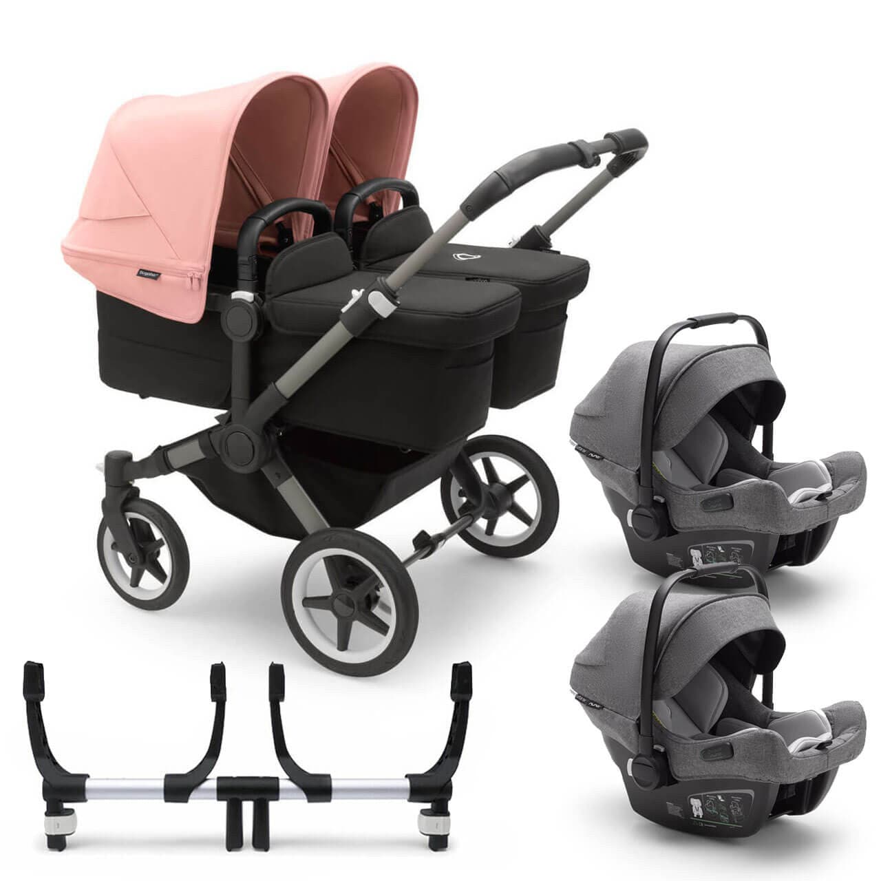 Bugaboo Donkey 5 Twin Travel System on Graphite/Black Chassis + Turtle Air - Choose Your Colour   