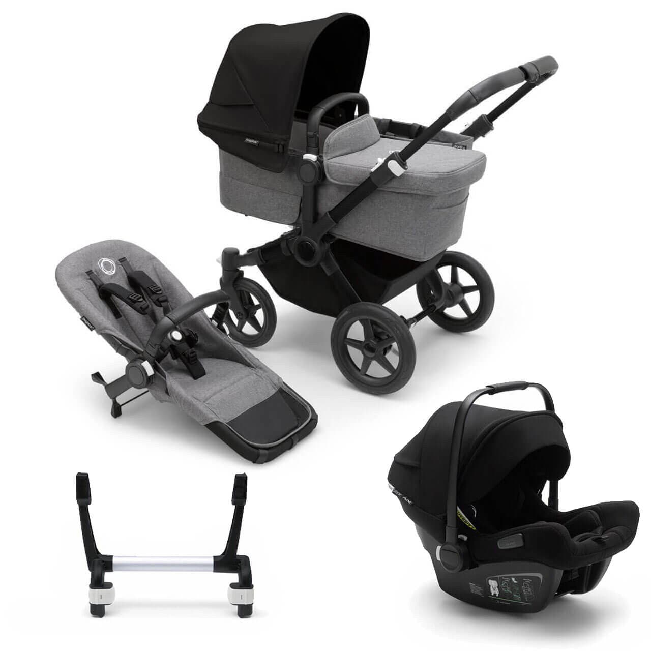 Bugaboo Donkey 5 Mono Travel System on Black/Grey Chassis + Turtle Air - Choose Your Colour - For Your Little One